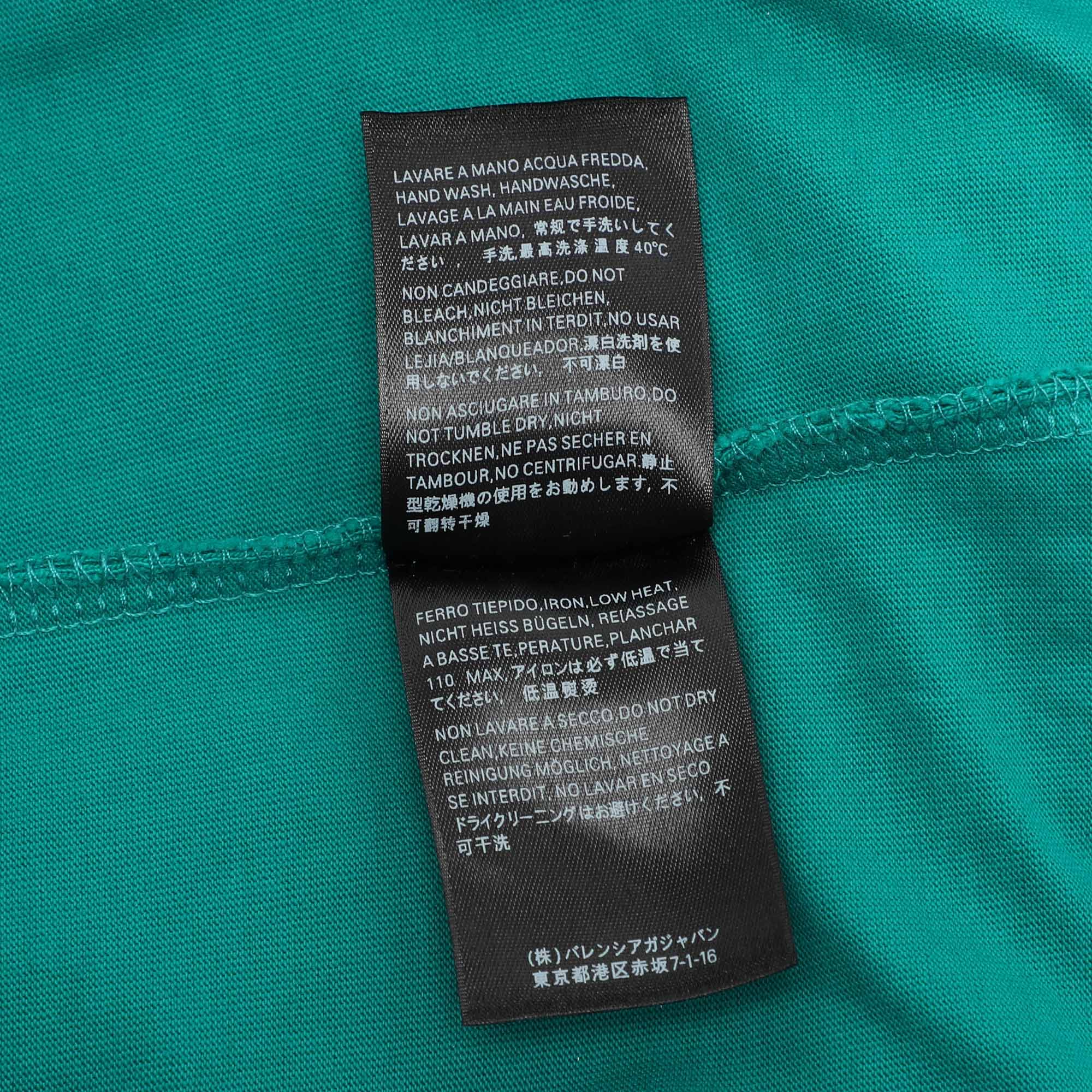 Balenciaga Green Cotton Logo Print T-Shirt XS 