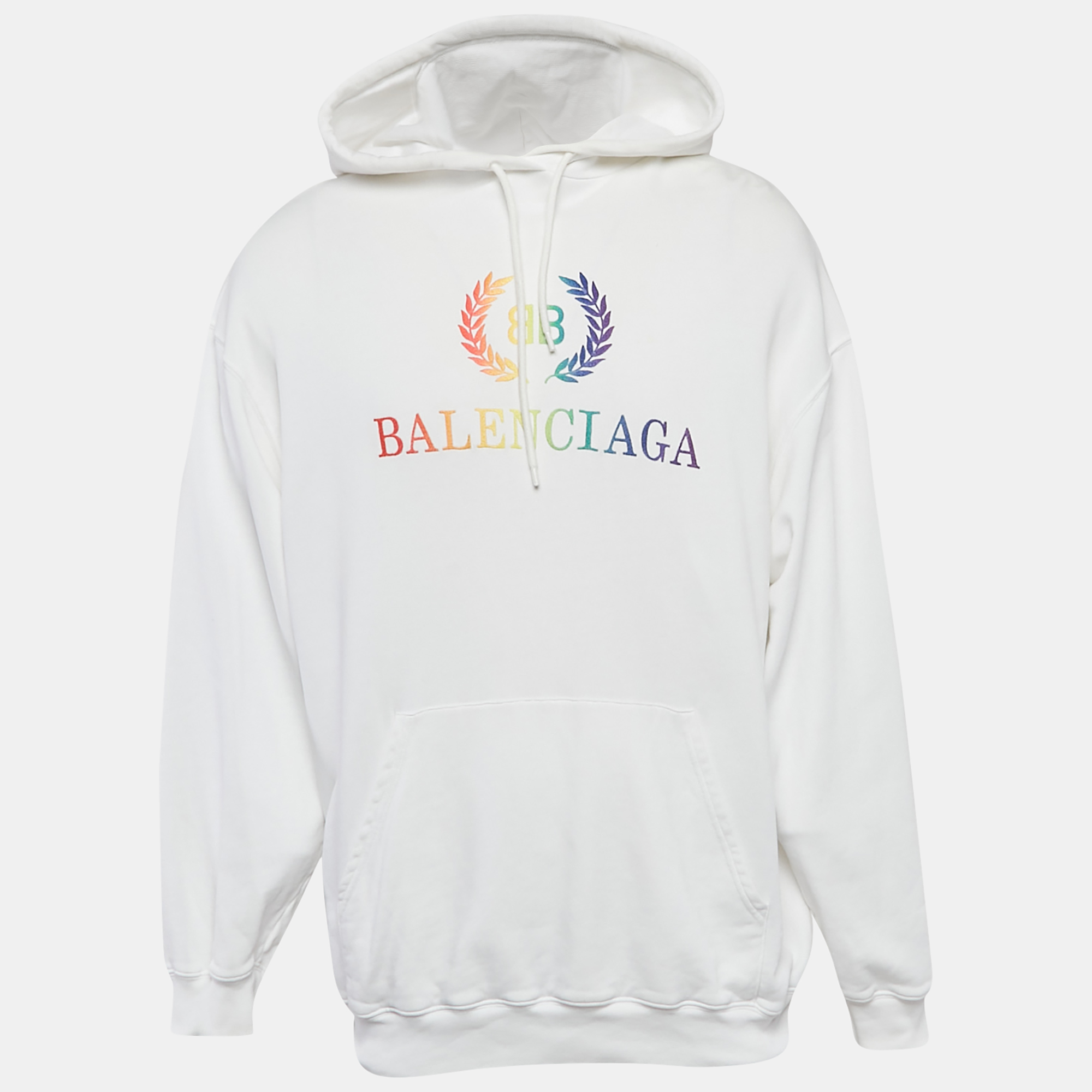 

Balenciaga White BB Embroidered Cotton Oversized Hoodie S