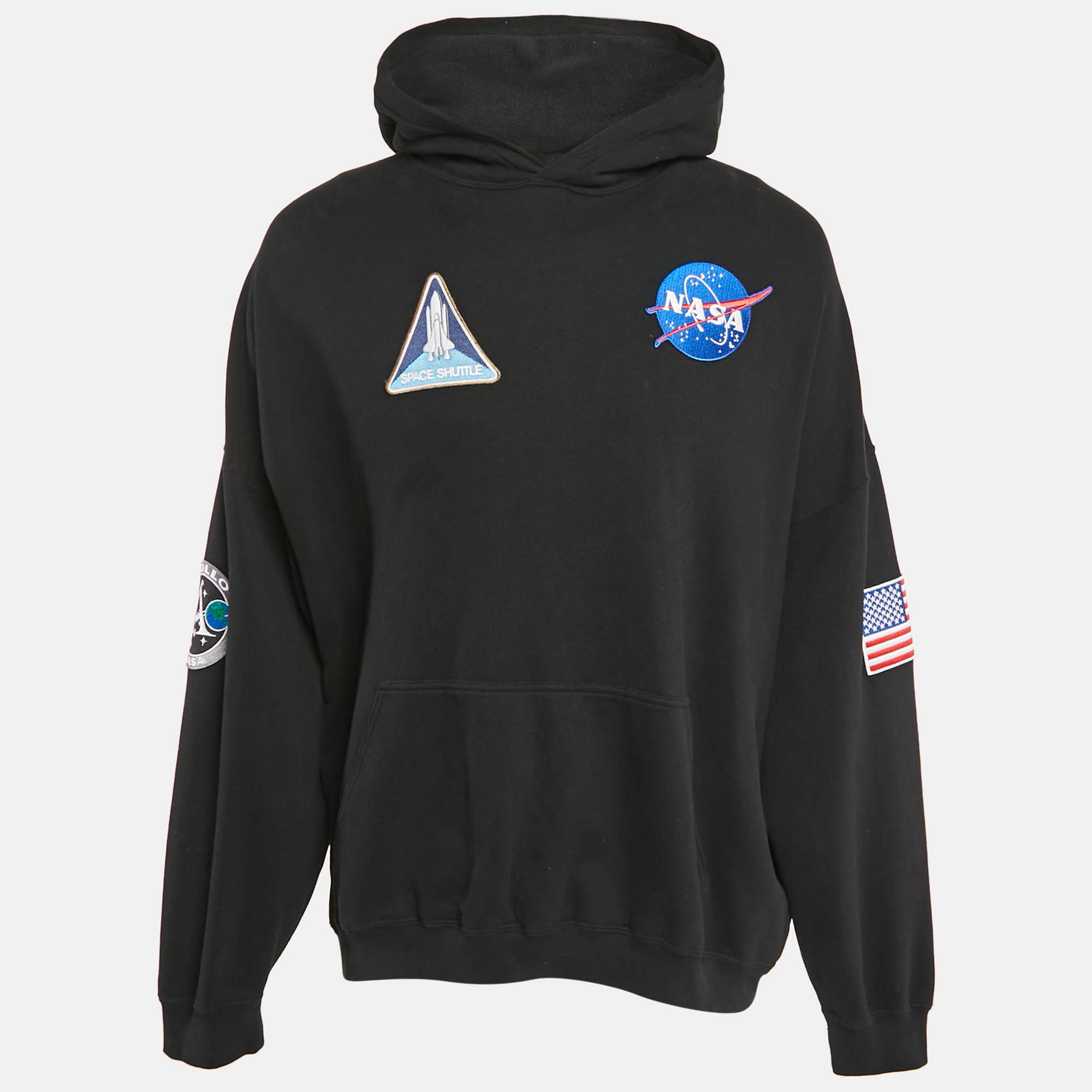 

Balenciaga Black Nasa Applique Cotton Knit Hoodie XS