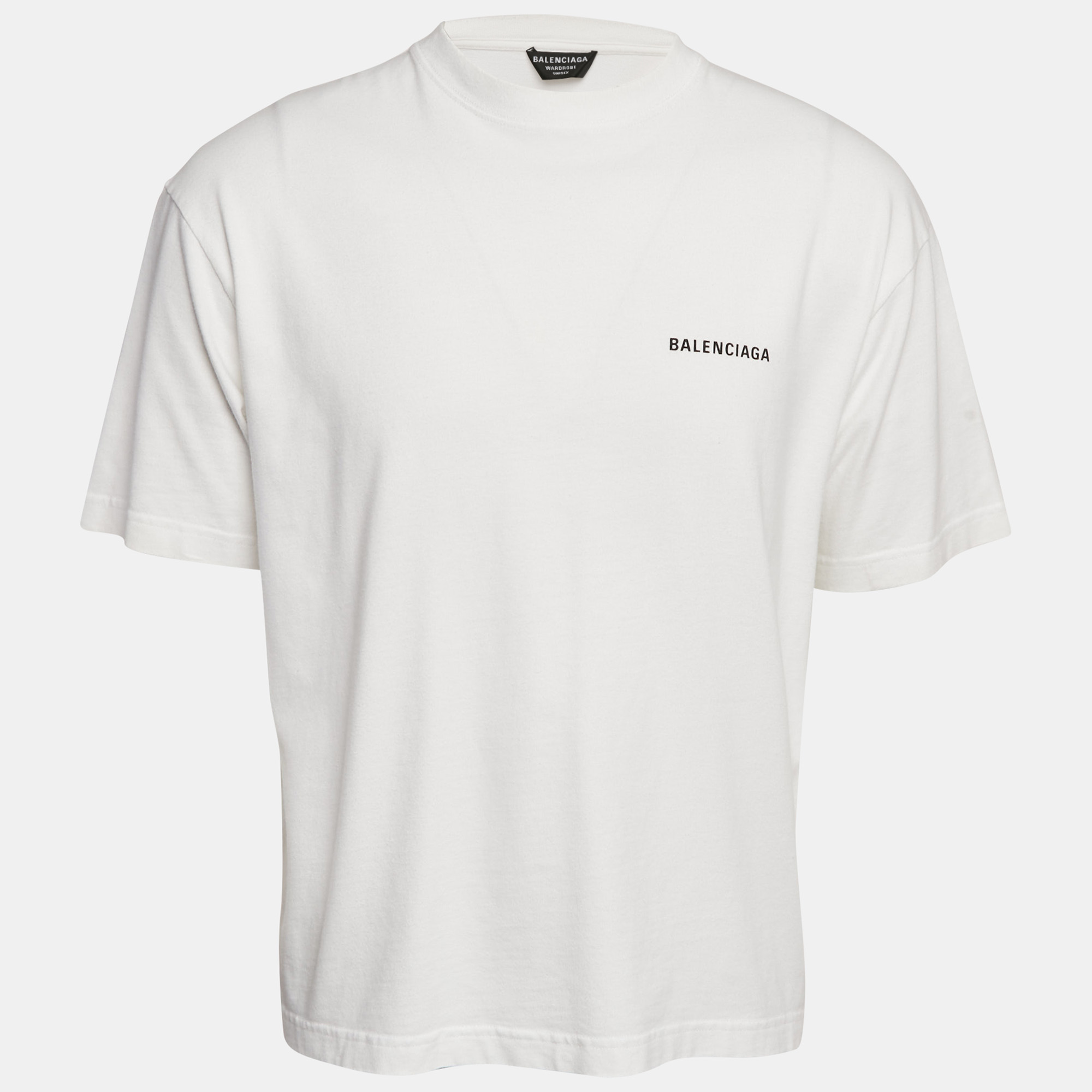 

Balenciaga White Logo Print Jersey Crew Neck T-Shirt S