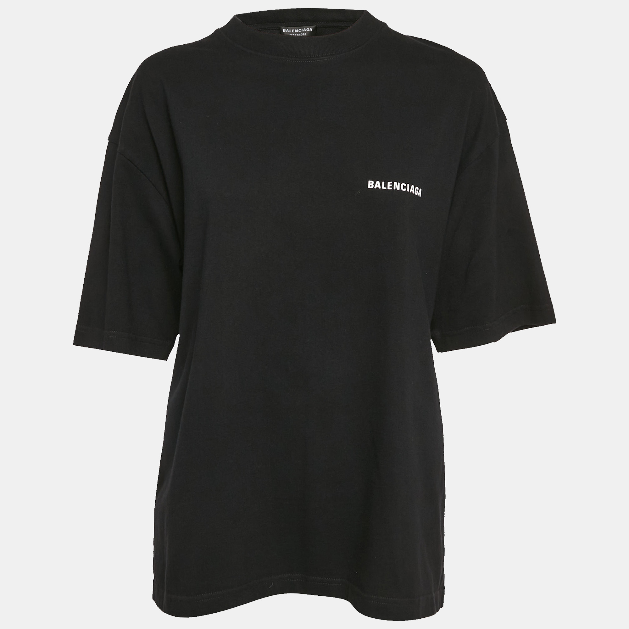 

Balenciaga Black Logo Print Jersey Oversized T-Shirt S