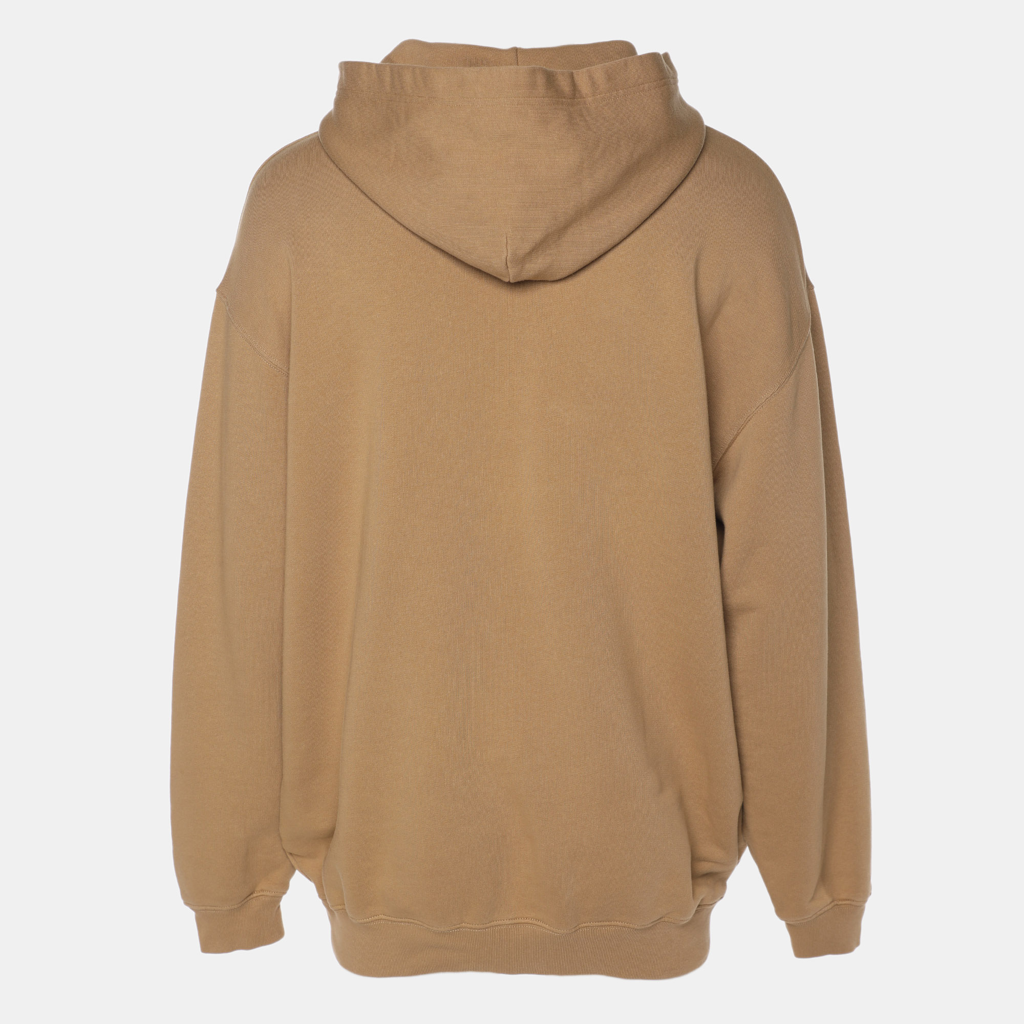 Balenciaga Light Brown Logo Printed Cotton Hoodie XS 