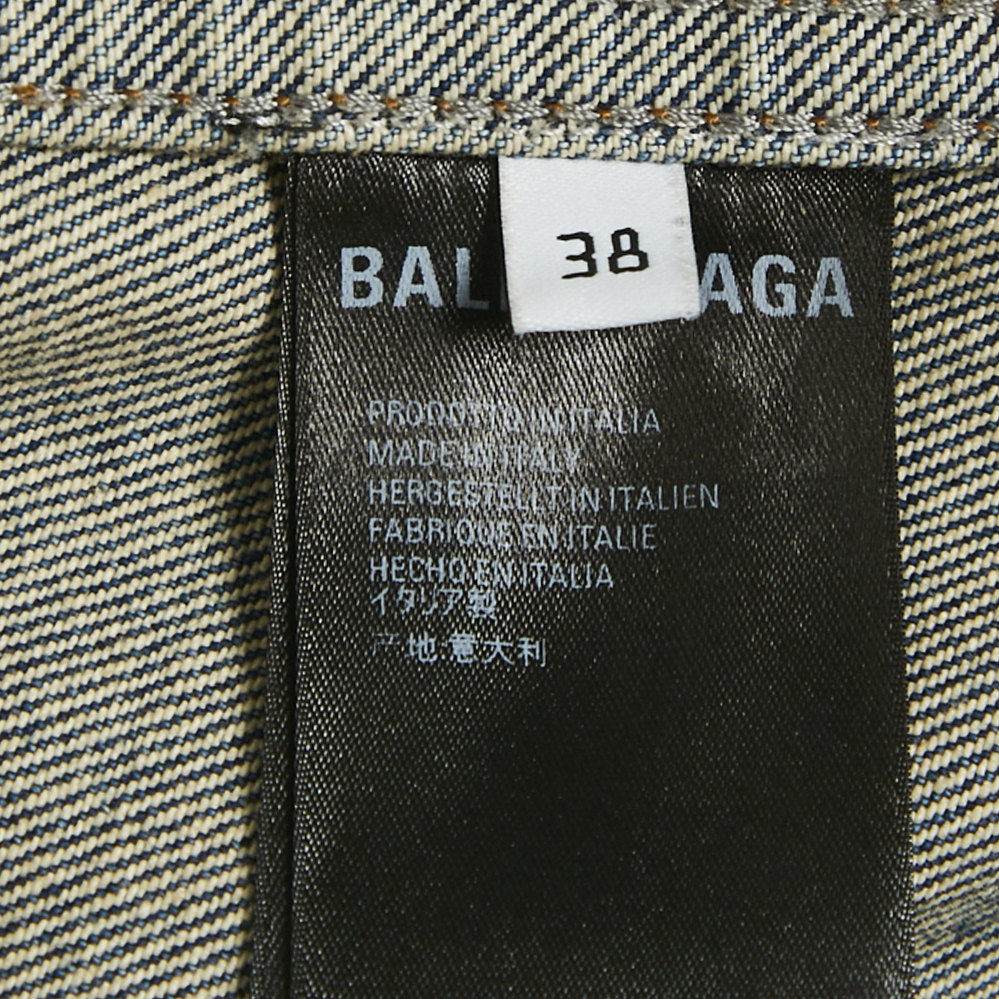Balenciaga Blue Logo Embroidery Denim Button Front Jacket M 