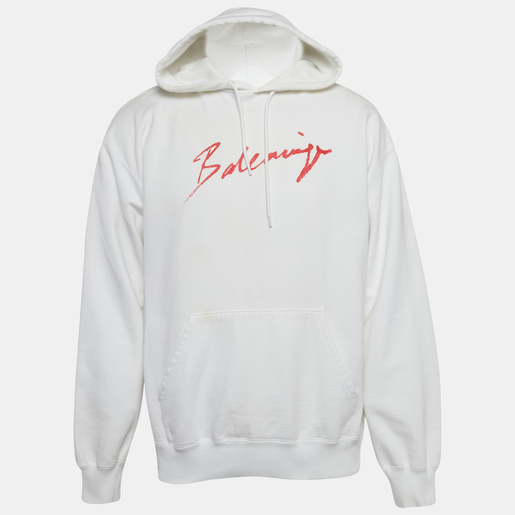 

Balenciaga White Logo Paint Cotton Knit Oversized Hoodie M, Grey