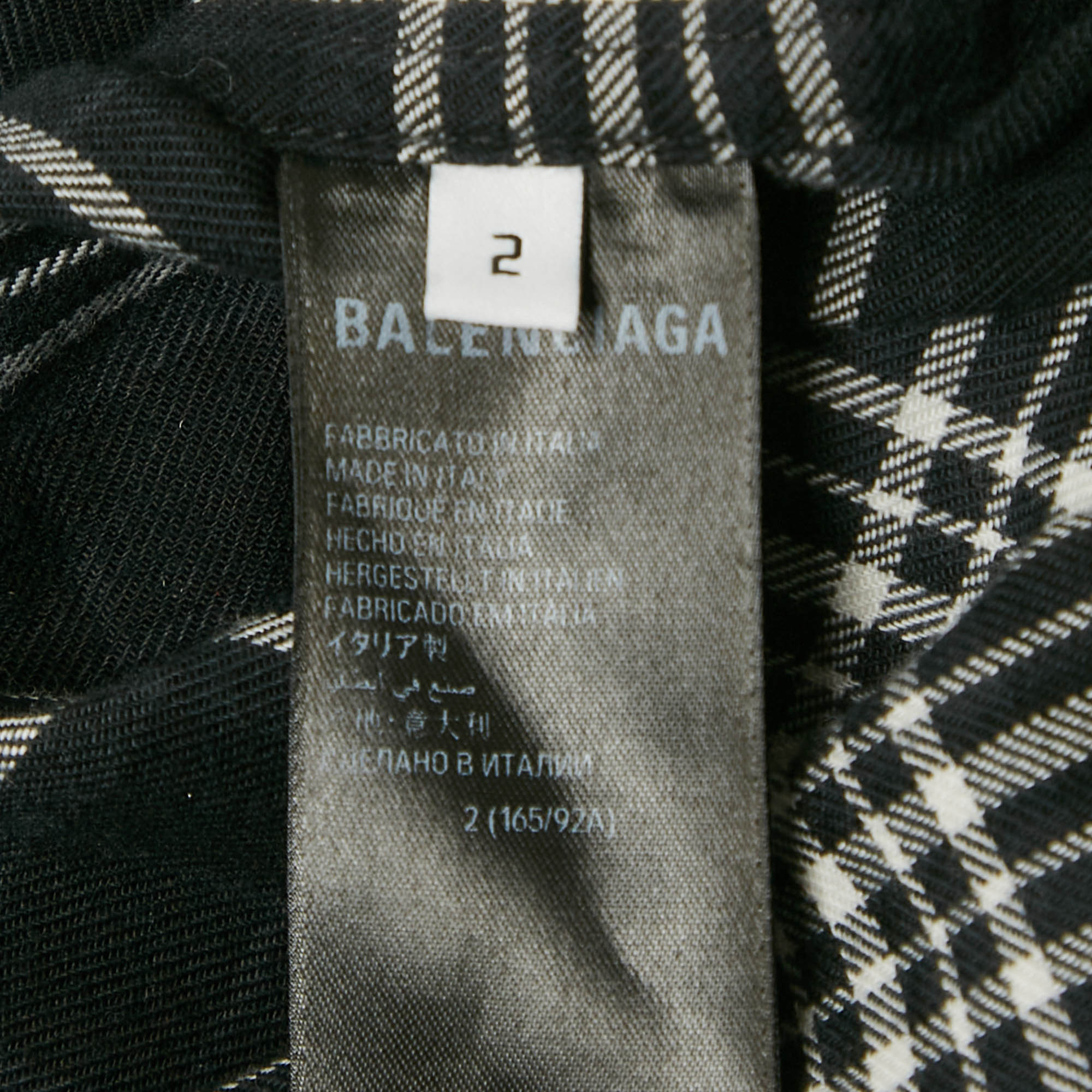 Balenciaga Black Checks Cotton Oversized Ttrompe L`œil Shirt M 