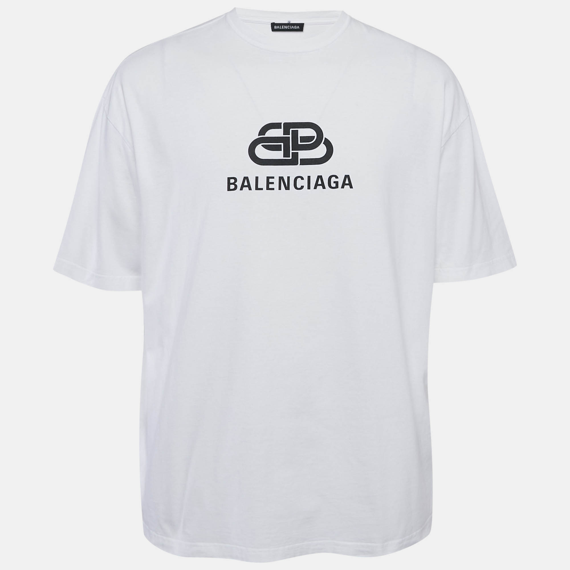 

Balenciaga White Logo Print Jersey Crewneck T-Shirt L