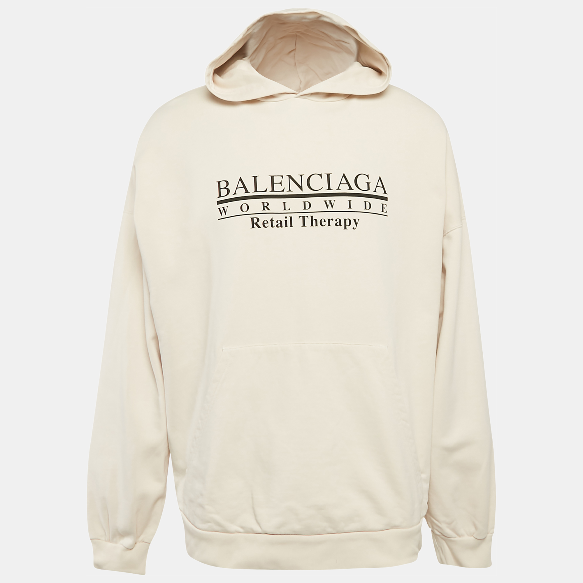 

Balenciaga Unisex Beige Retail Therapy Print Cotton Hoodie L