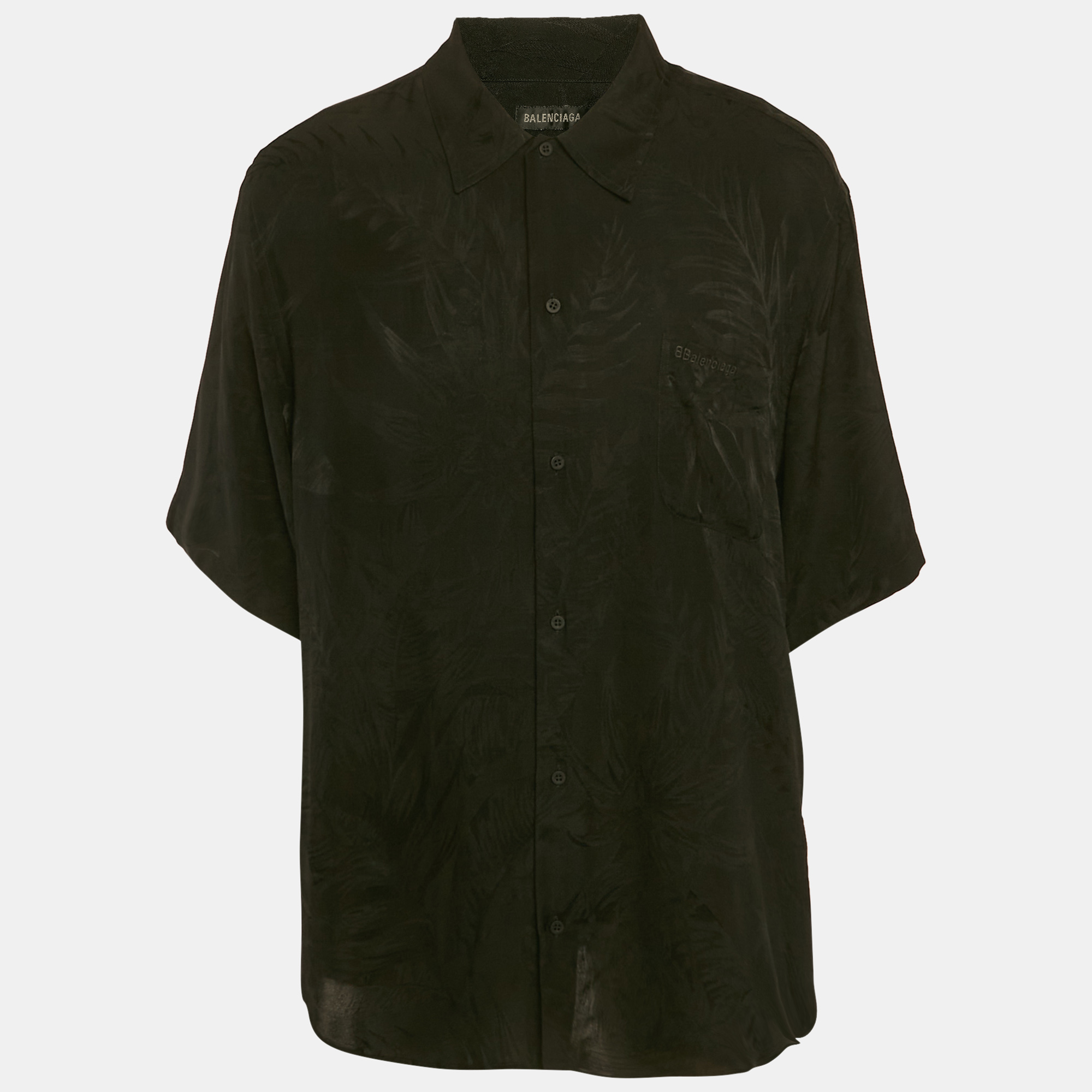

Balenciaga Black Patterned Silk Buttoned Half Sleeve Shirt M