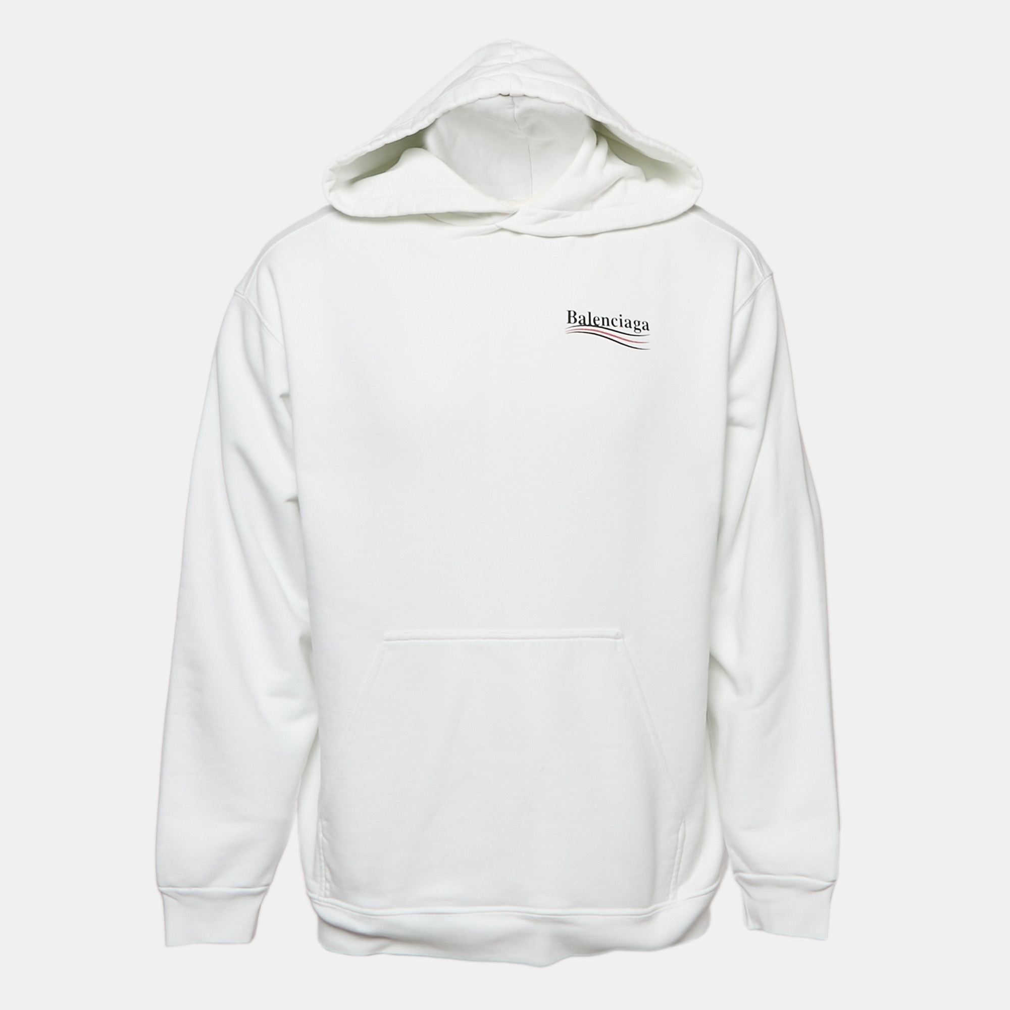 

Balenciaga White Political Campaign Cotton Knit Hoodie L