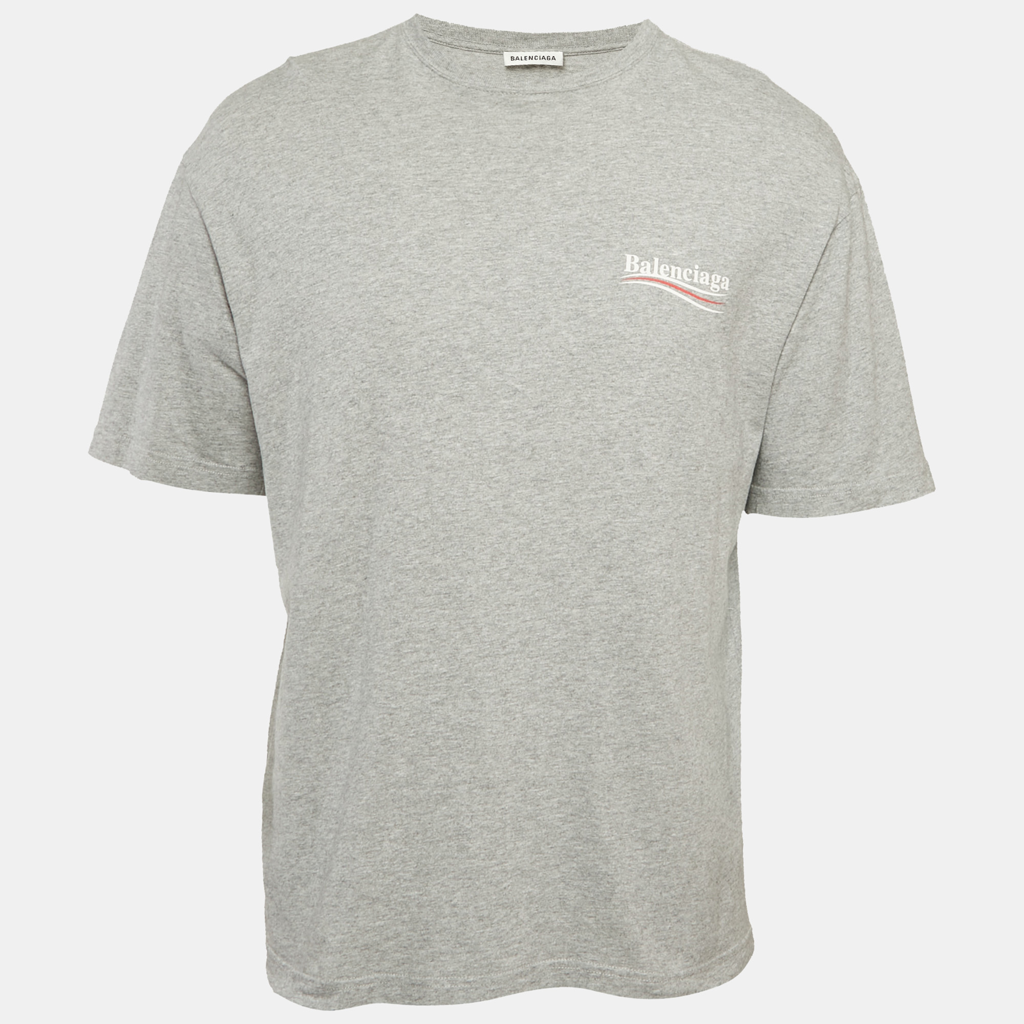 

Balenciaga Grey Campaign Logo Print Jersey T-Shirt XS