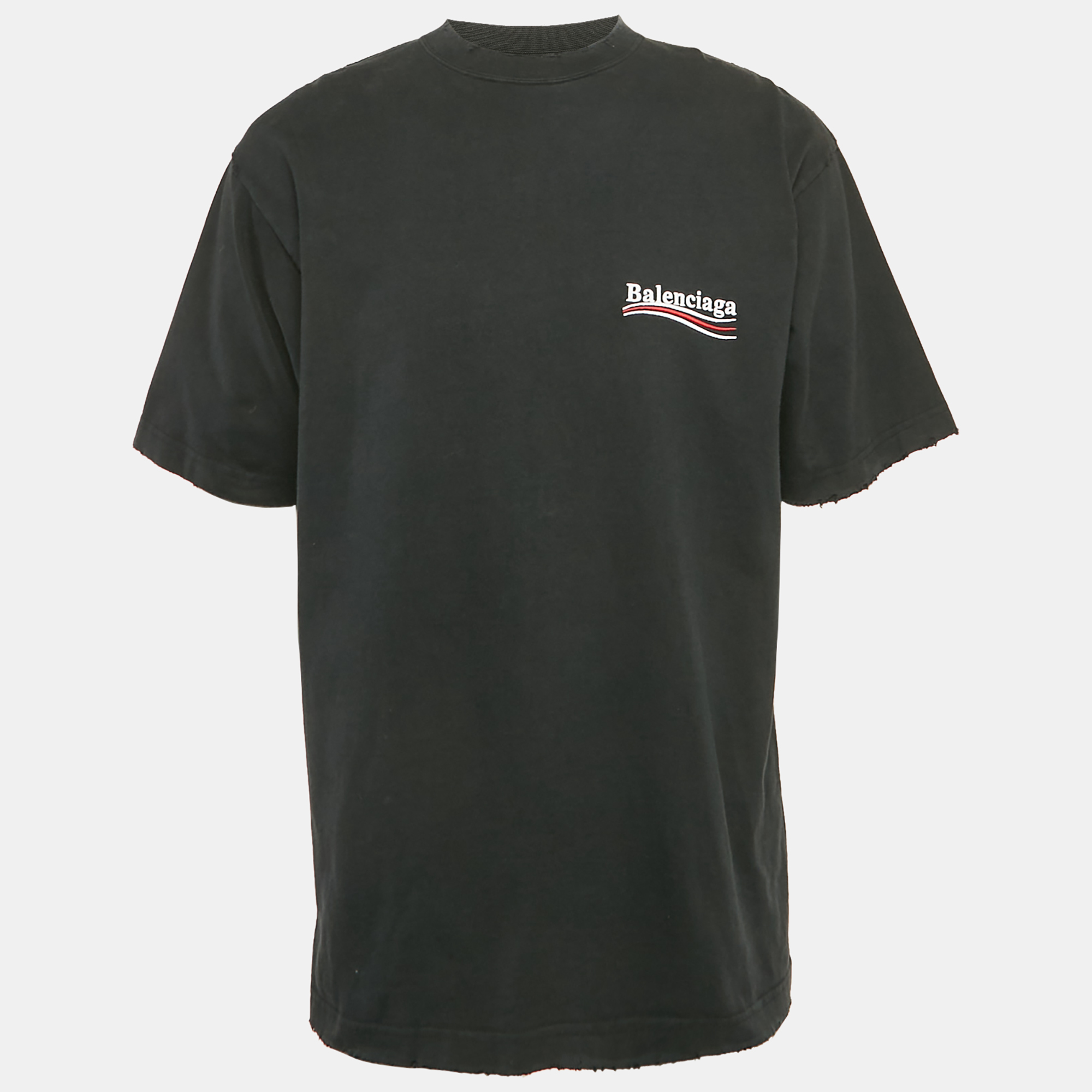 

Balenciaga Unisex Black Distressed Jersey Campaign Oversized T-Shirt XXS