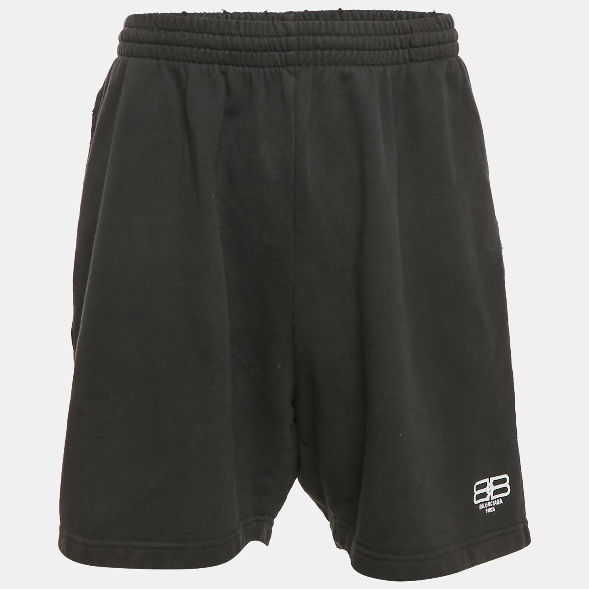 

Balenciaga Black Knit Logo Embroidered Shorts