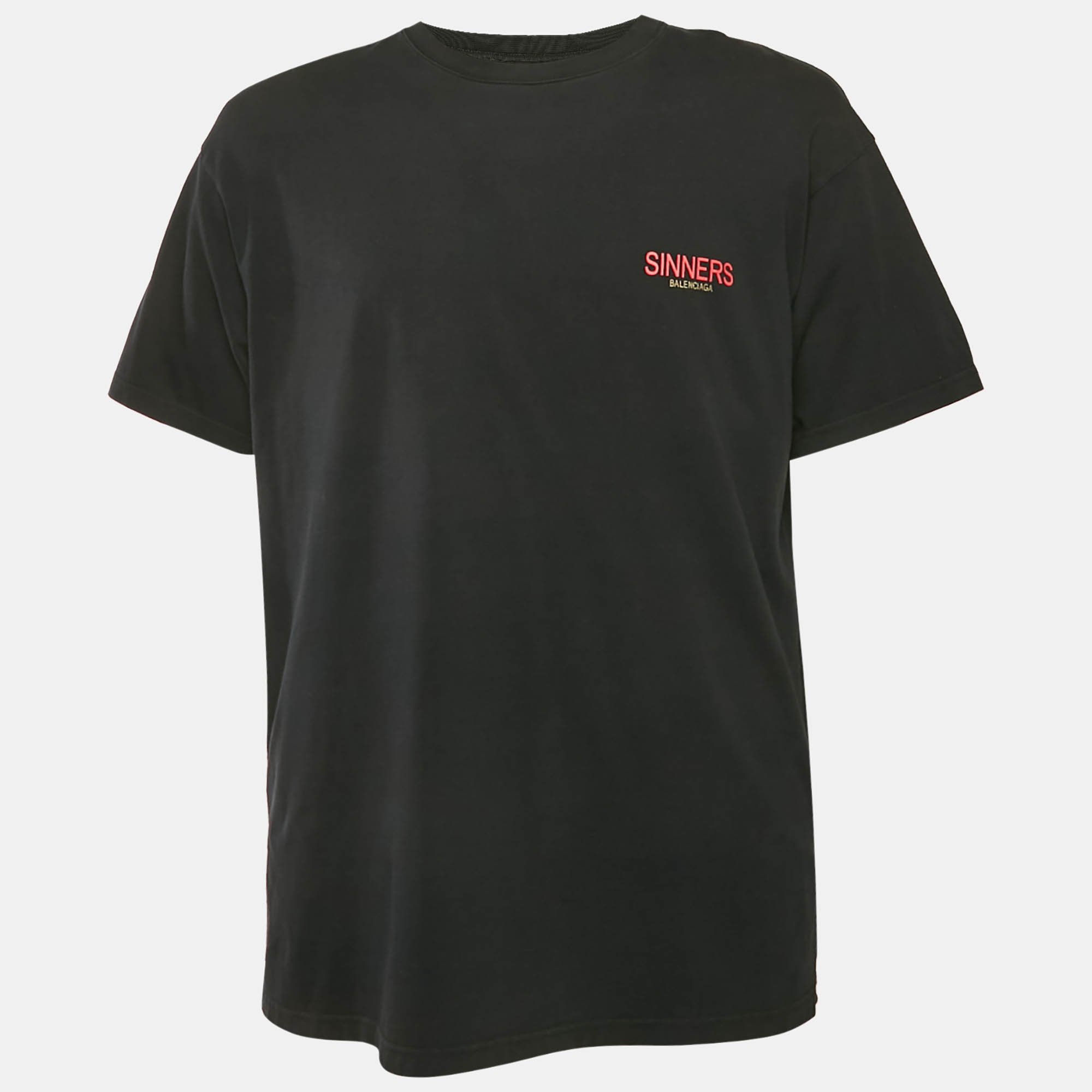 

Balenciaga Black Sinners Print Cotton Oversized Crewneck T-Shirt M