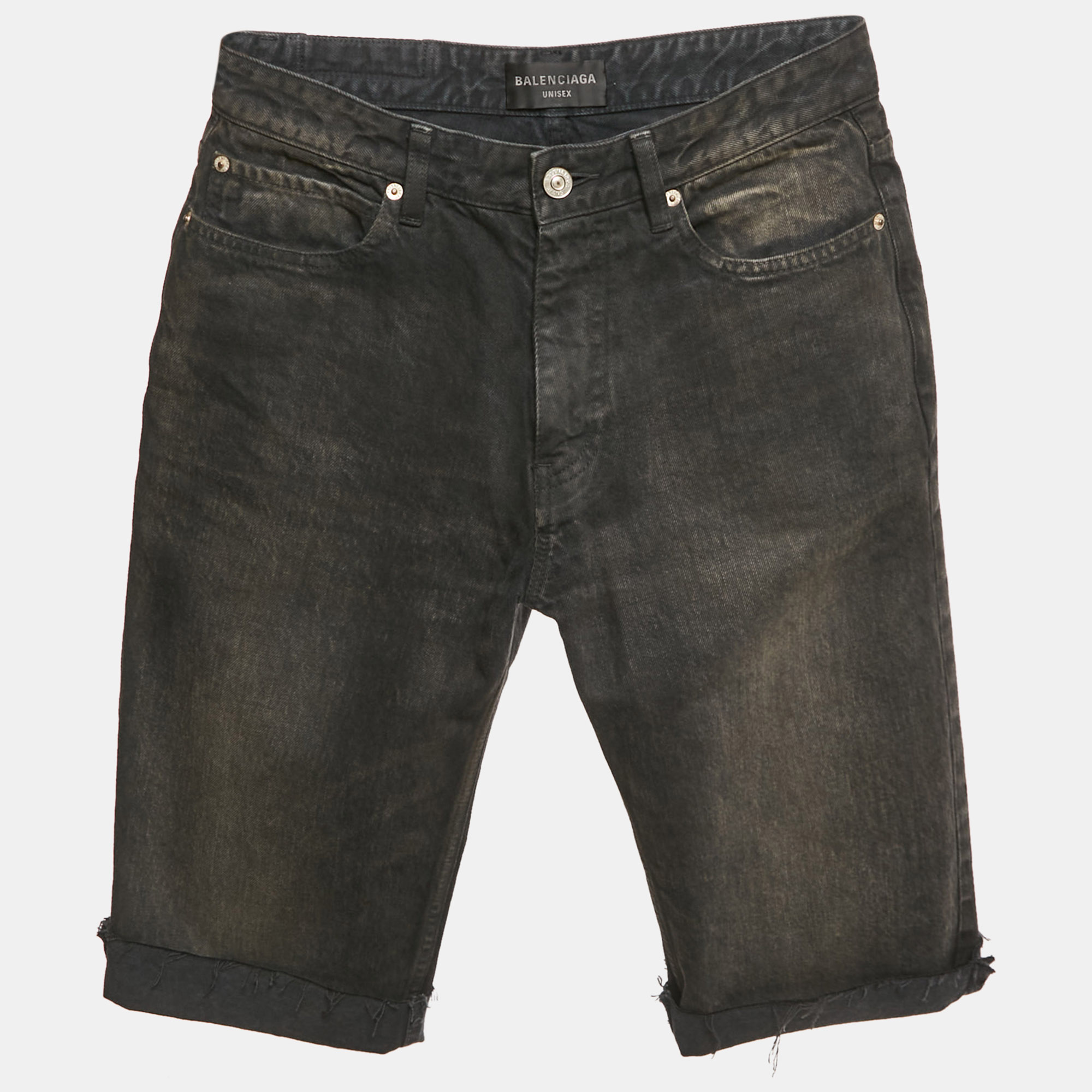 

Balenciaga Unisex Grey Faded Denim Shorts M Waist 29"