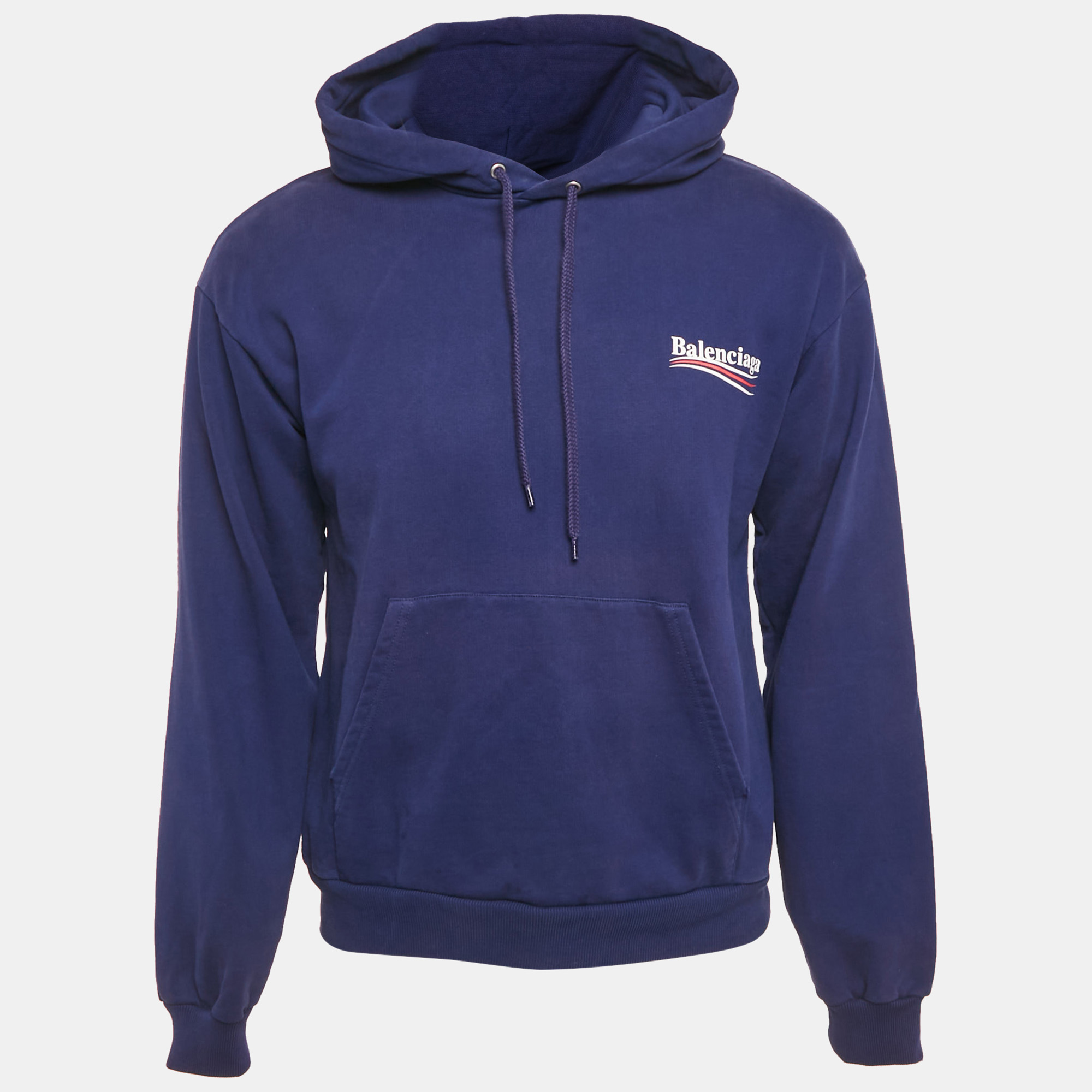 

Balenciaga Blue Campaign Print Cotton Knit Hoodie S