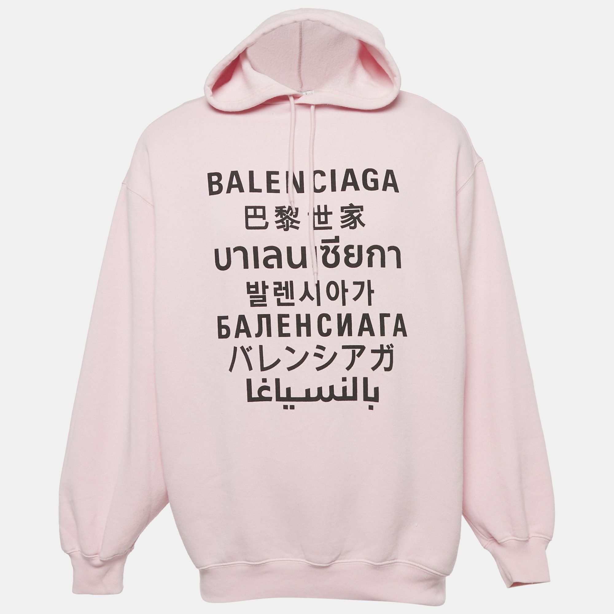 

Balenciaga Pink 7 Languages Logo Cotton Hoodie XS
