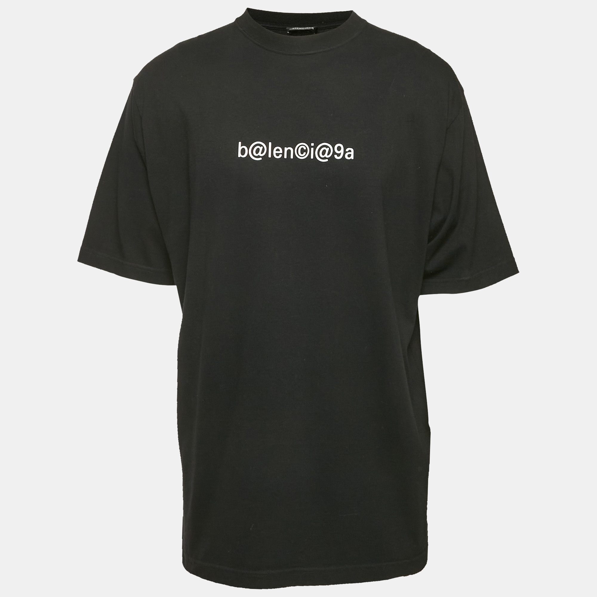 

Balenciaga Black Logo Print Cotton Jersey Crewneck T-Shirt M