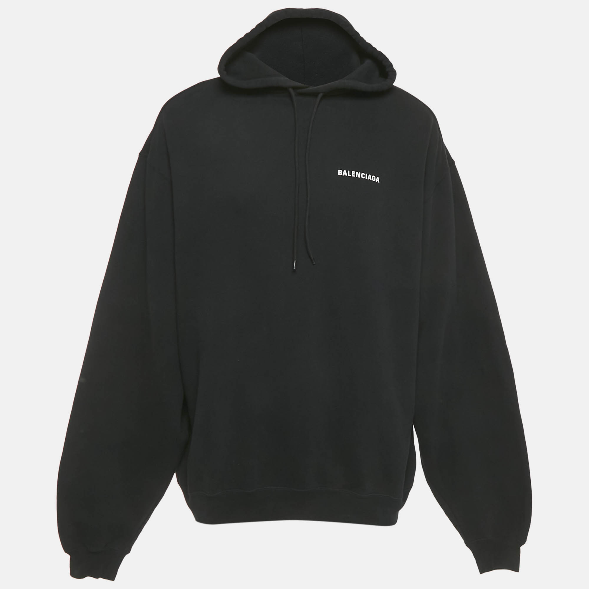 Balenciaga Black Cotton Knit Oversized Hoodie XS