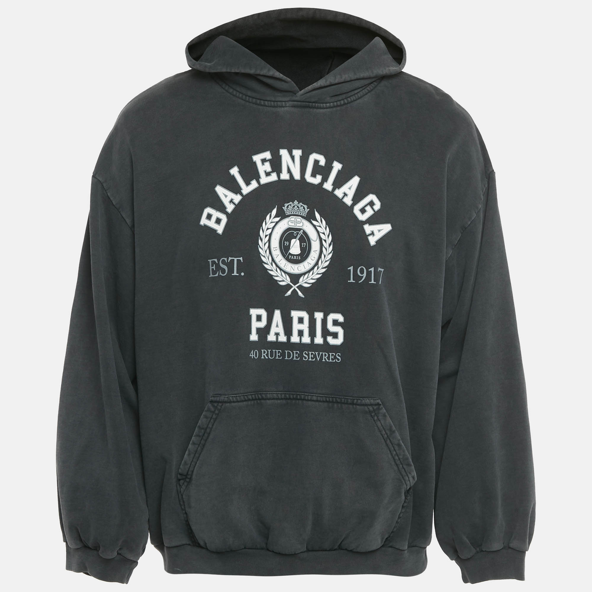 

Balenciaga Unifit Grey Varsity Print Cotton Hoodie XL