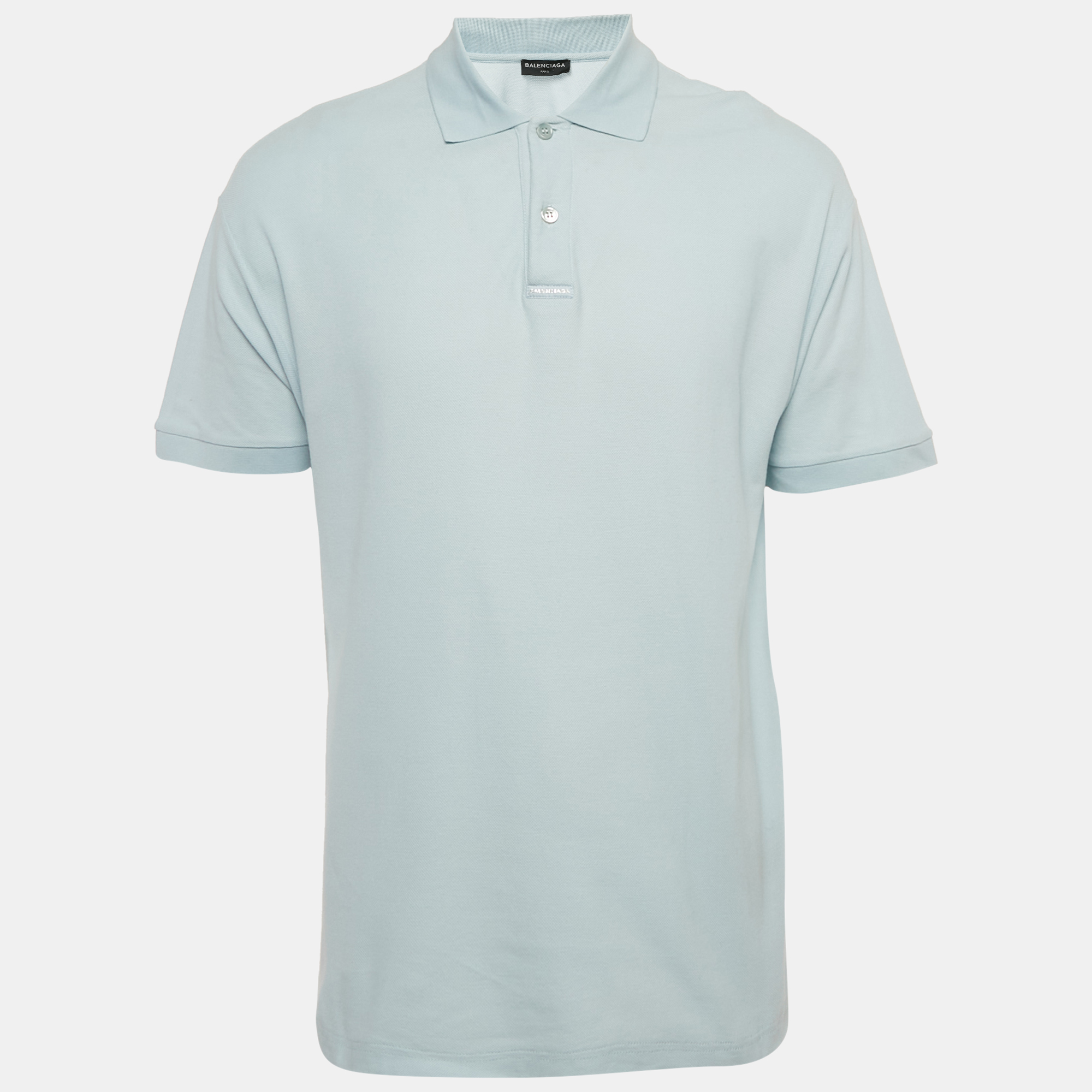 

Balenciaga Blue Europe Print Cotton Pique Polo T-Shirt XS