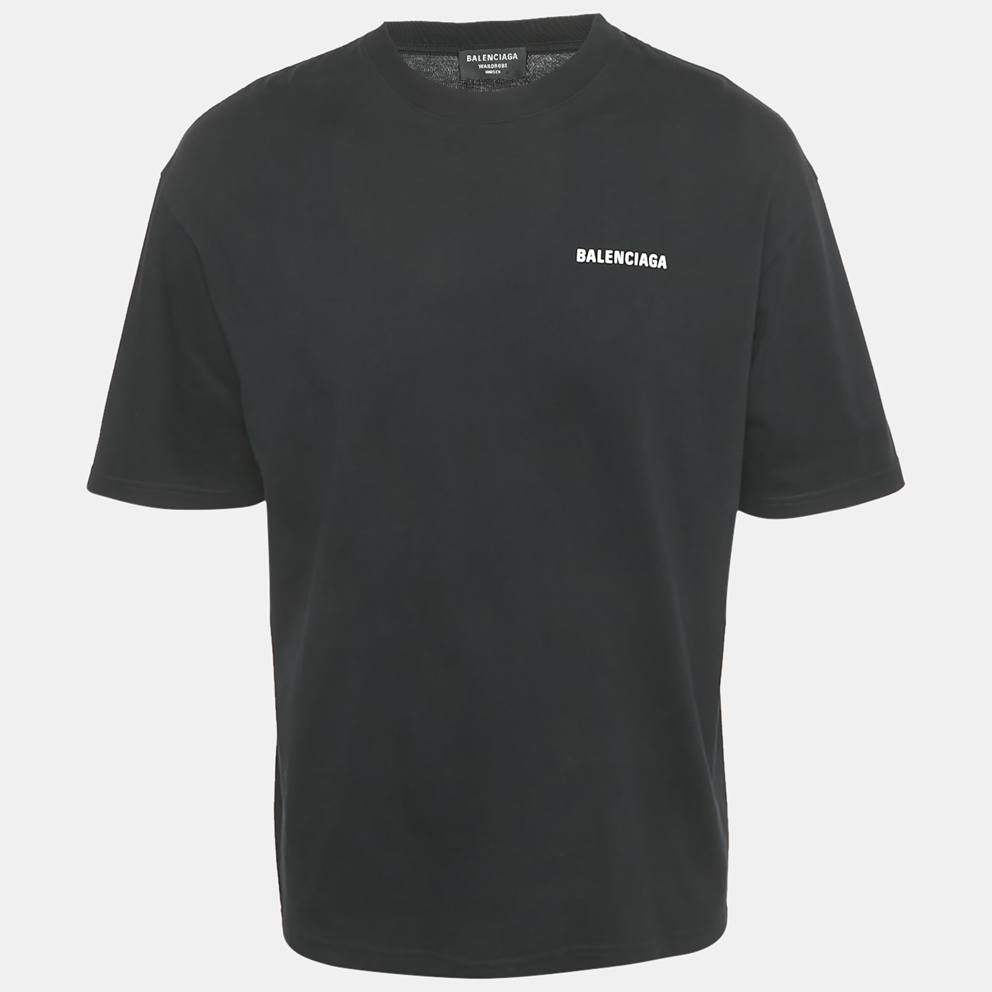 

Balenciaga Black Logo Print Cotton Crew Neck Oversized Unisex T-Shirt XS