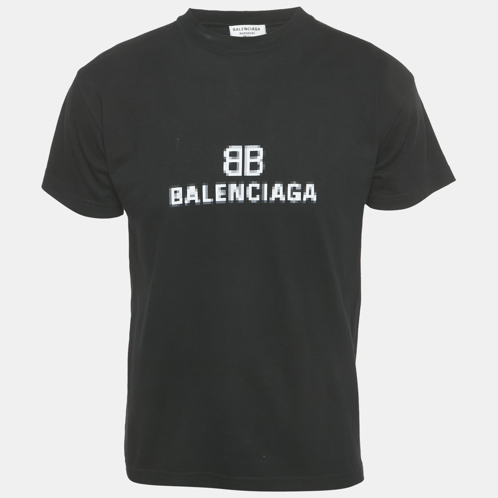 

Balenciaga Black BB Logo Pixel Print Cotton T-Shirt XS