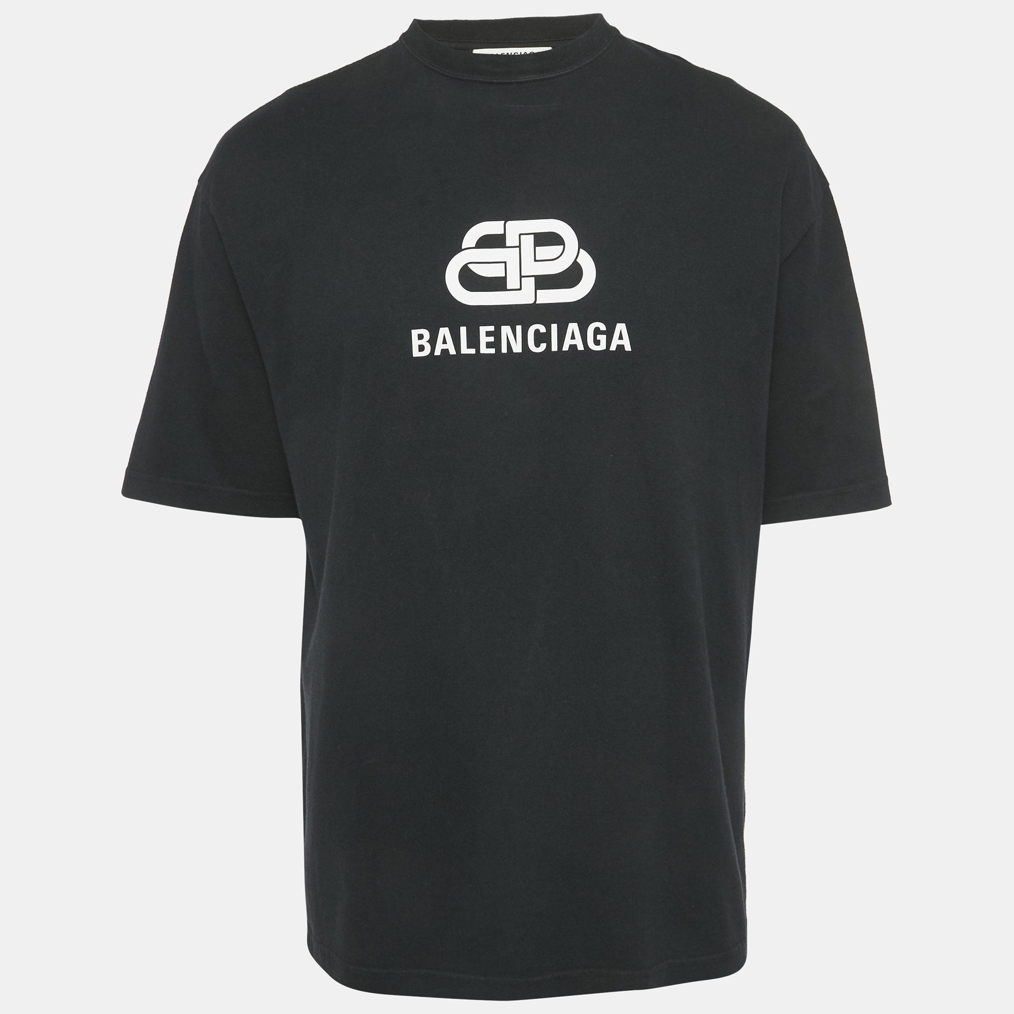 Balenciaga Black Logo Print Cotton T-Shirt XS
