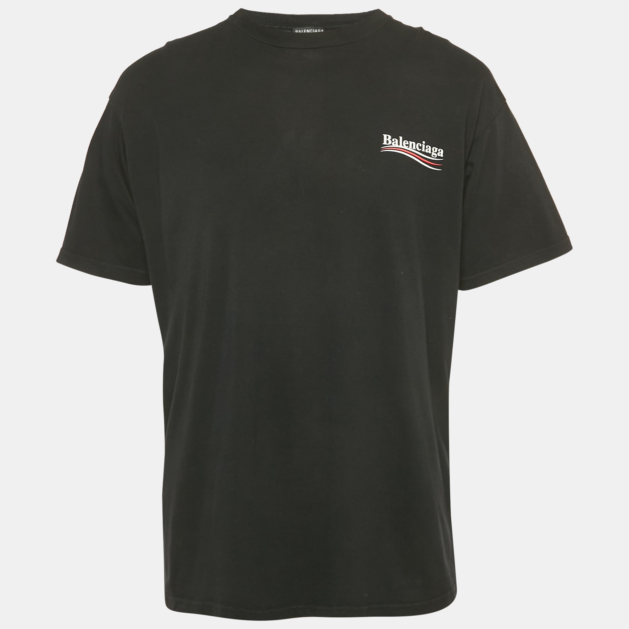 

Balenciaga Black Logo Print Cotton T-Shirt L