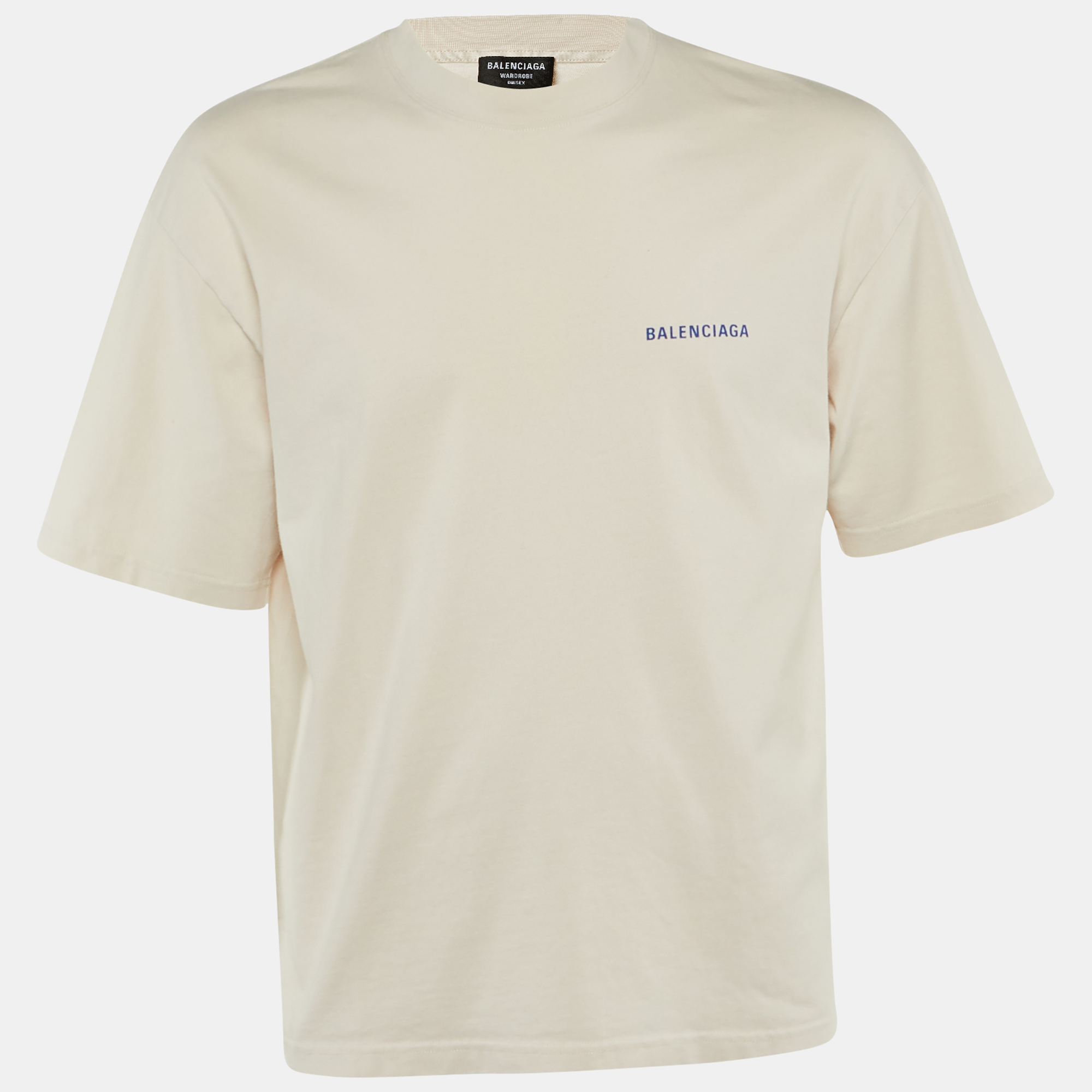 

Balenciaga Beige Logo Print Cotton T-Shirt M
