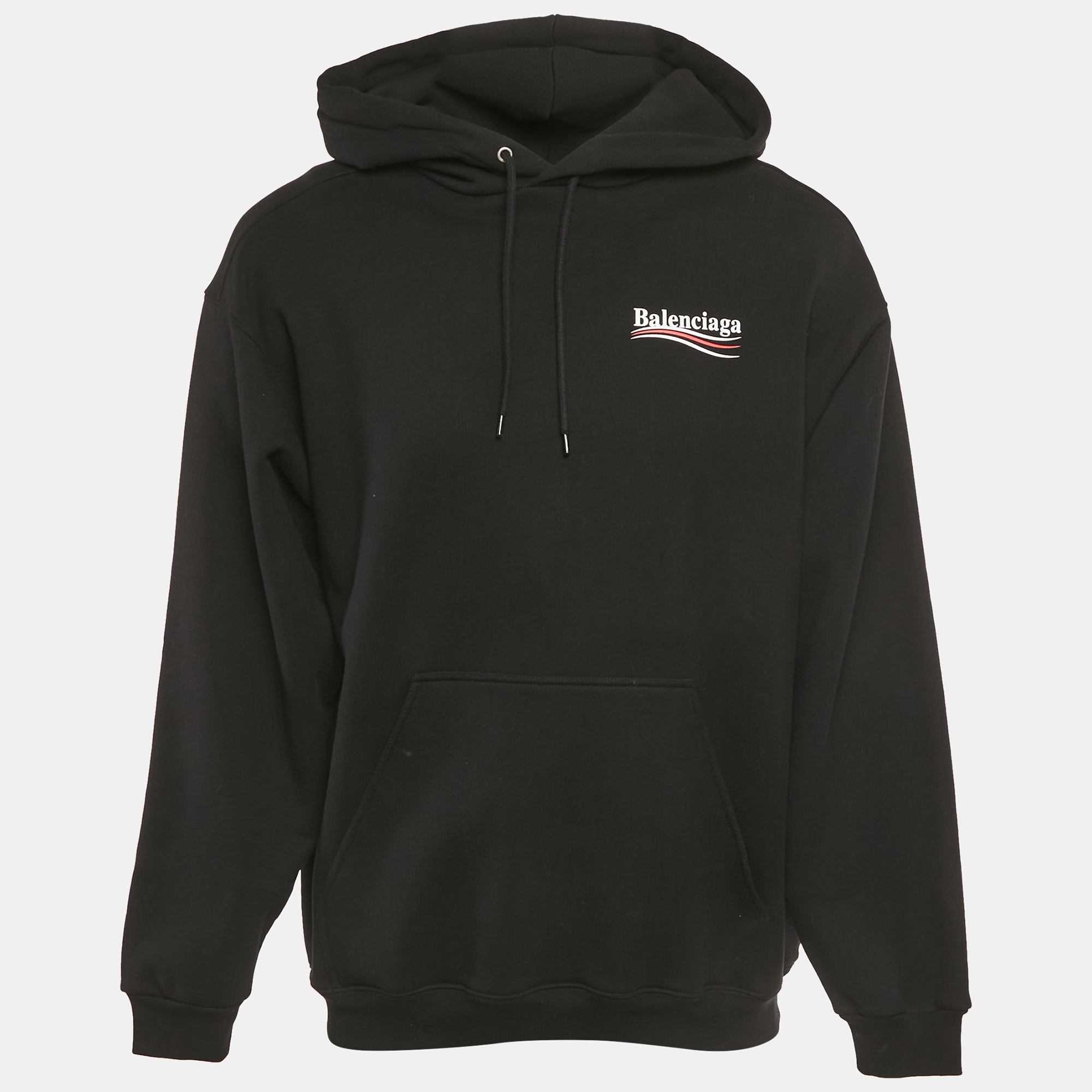

Balenciaga Black Logo Print Cotton Oversize Hoodie M