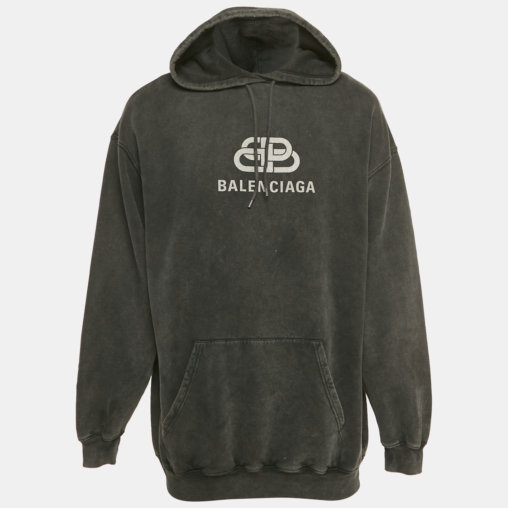 

Balenciaga Faded Black Logo Print Cotton Oversize Hoodie XL
