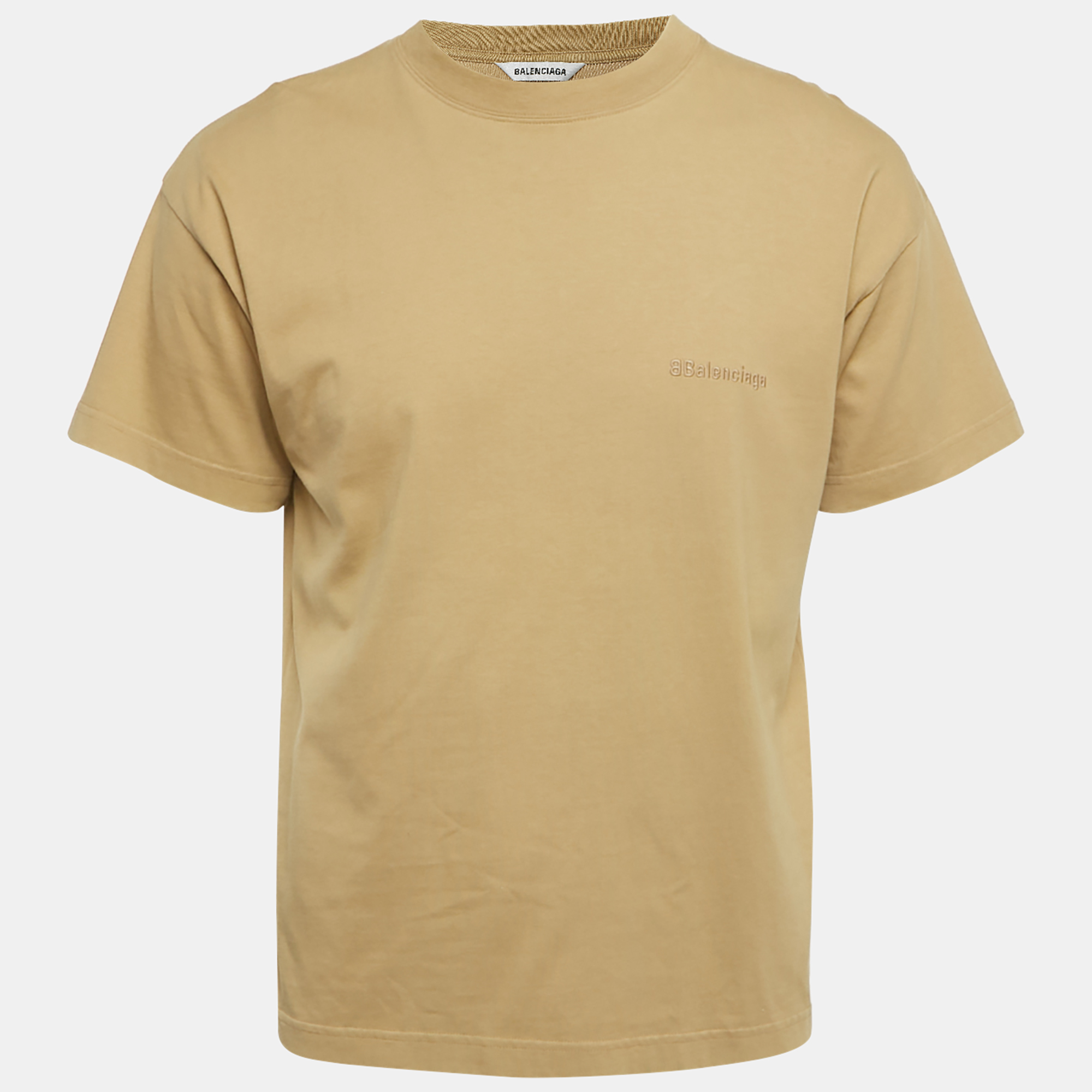 

Balenciaga Khaki Logo Embroidered Jersey T-Shirt S, Beige