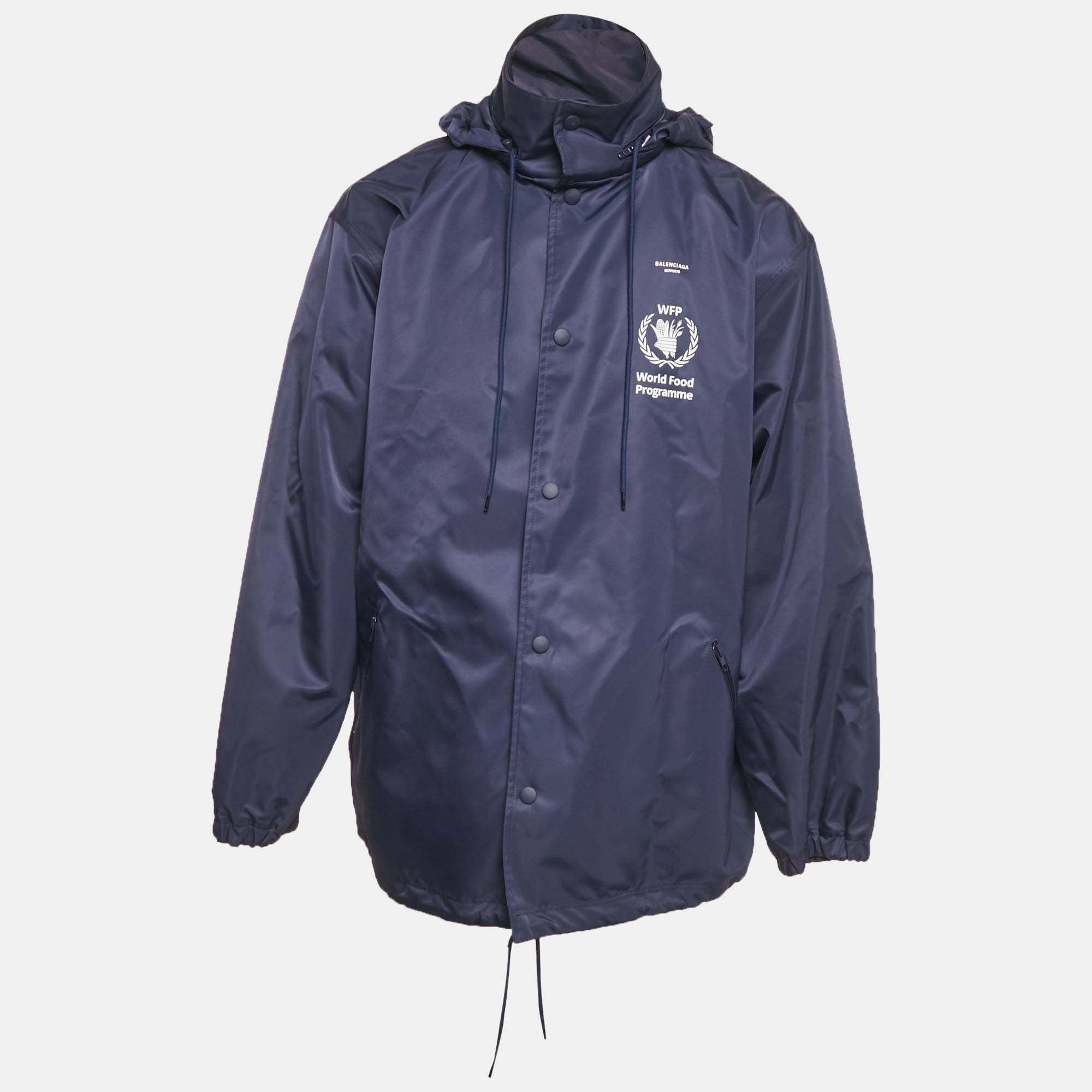 

Balenciaga Navy Blue WFP Print Nylon Oversized Jacket S