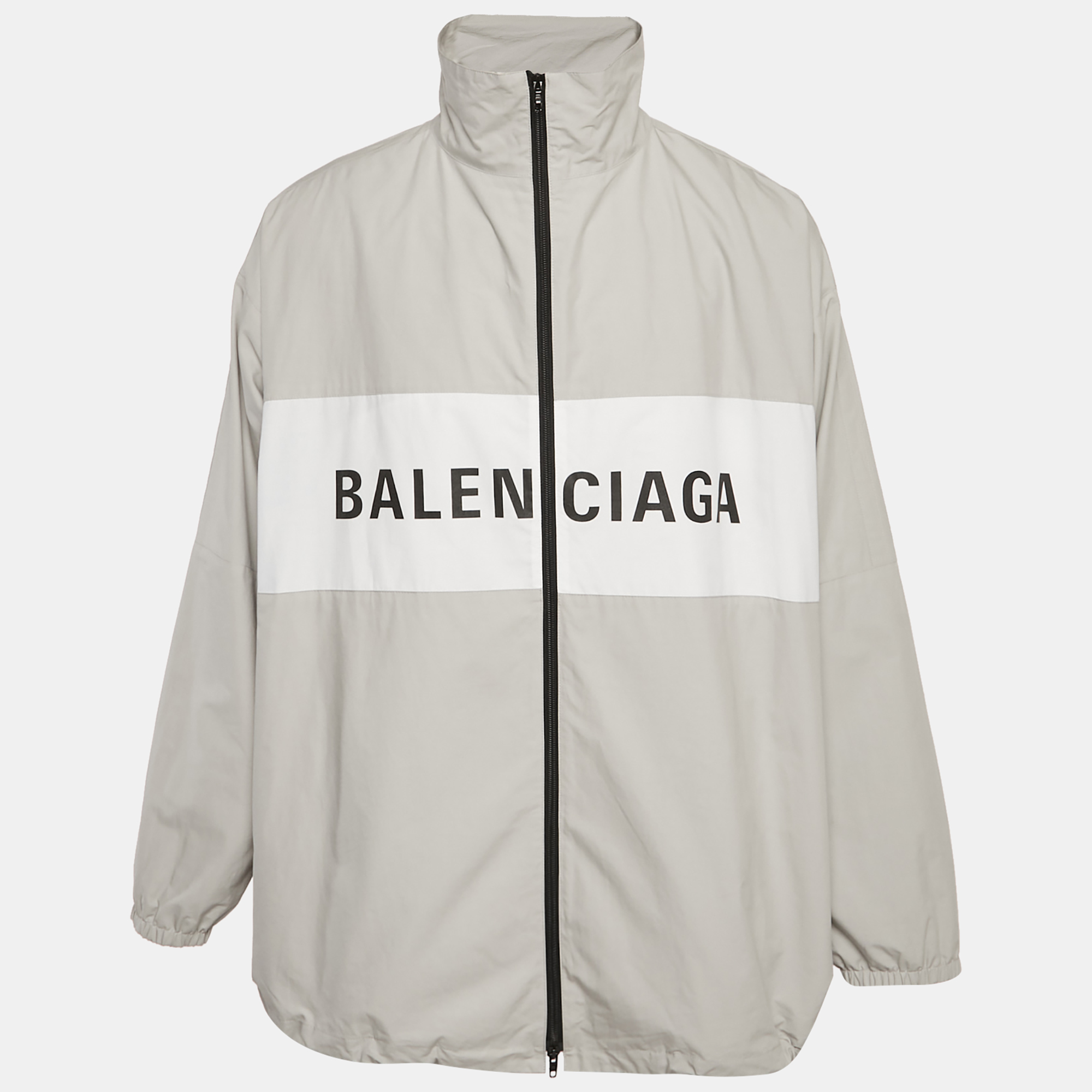 

Balenciaga Unisex Grey Logo Print Oversized Jacket XS