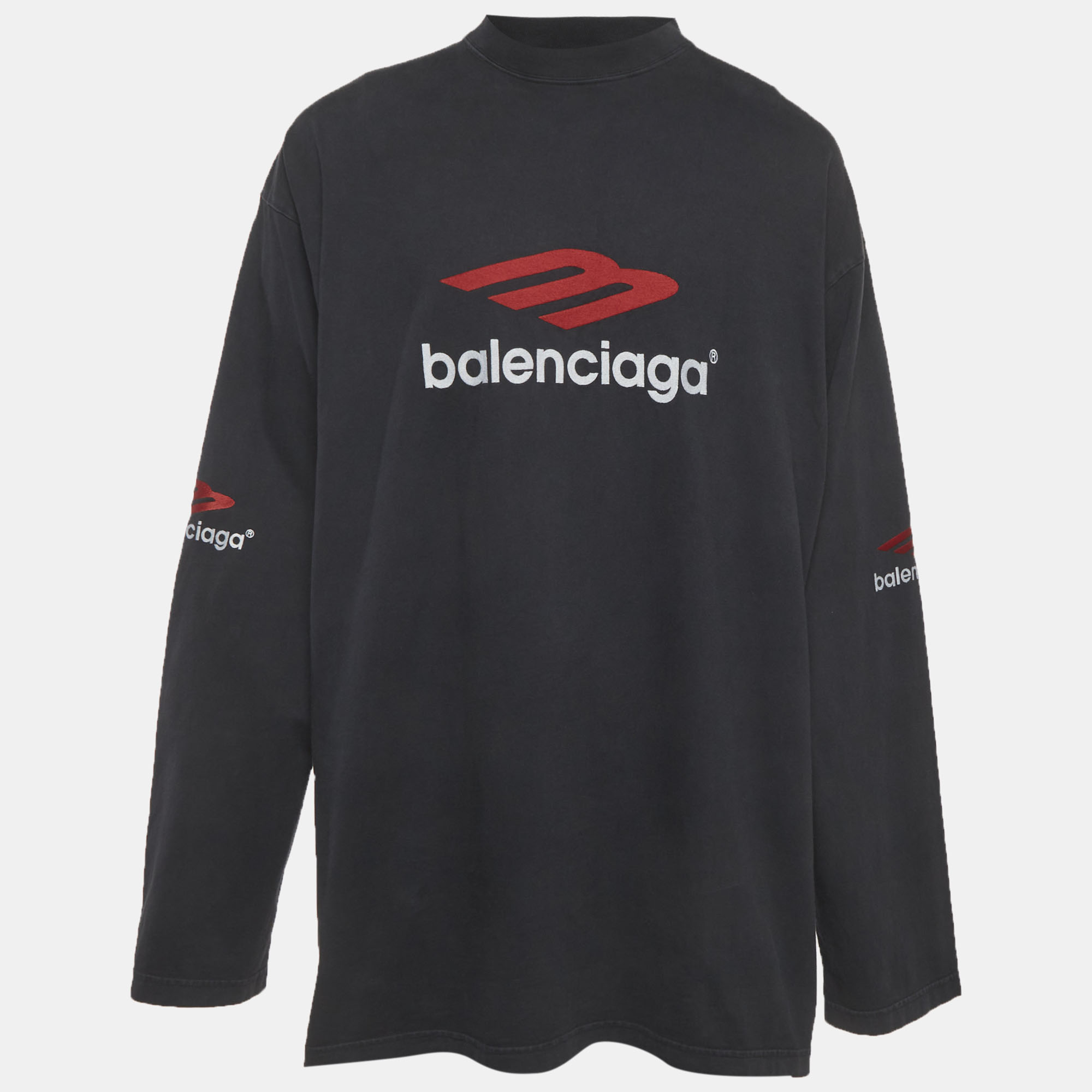 

Balenciaga Unisex Grey Printed Jersey Oversized T-Shirt XL