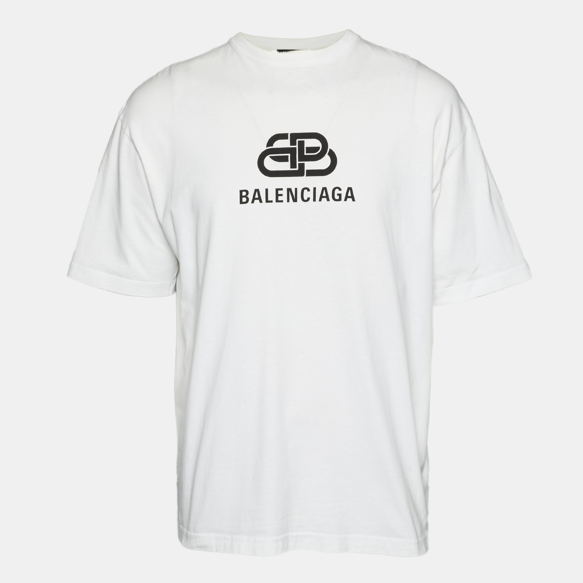 

Balenciaga White Logo Print Jersey Crewneck T-Shirt XS