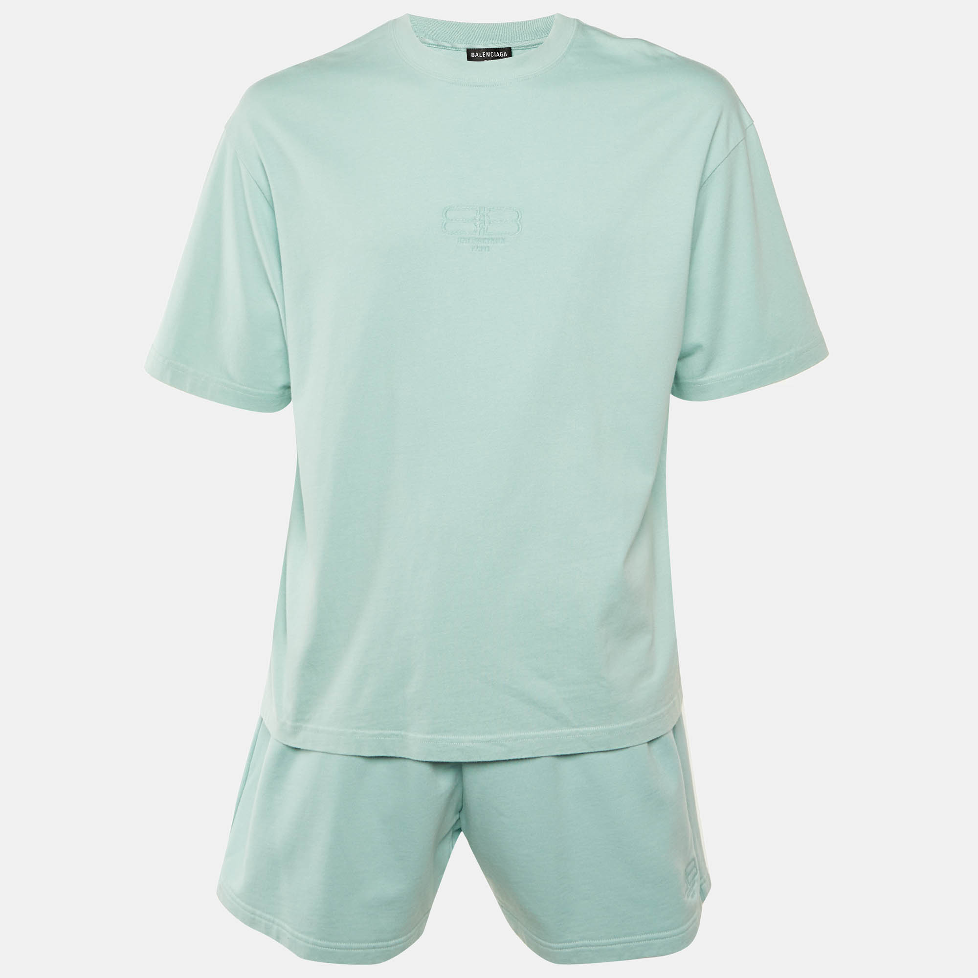 

Balenciaga Unisex Green Cotton T-shirt & Sweat Shorts Set M
