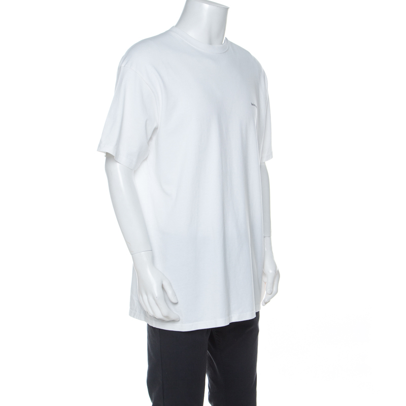 

Balenciaga White Cotton Logo Print Oversized T-Shirt