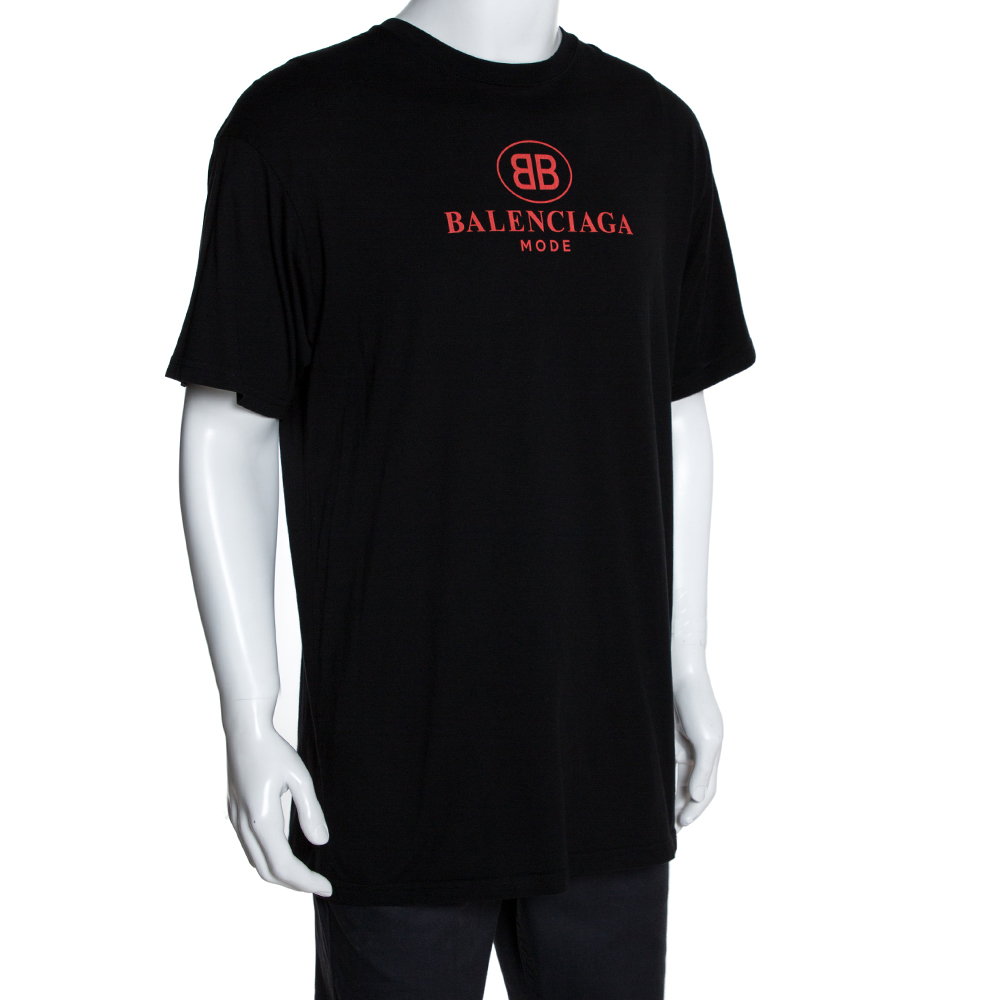 

Balenciaga Black Cotton BB Balenciaga Mode Print T-Shirt