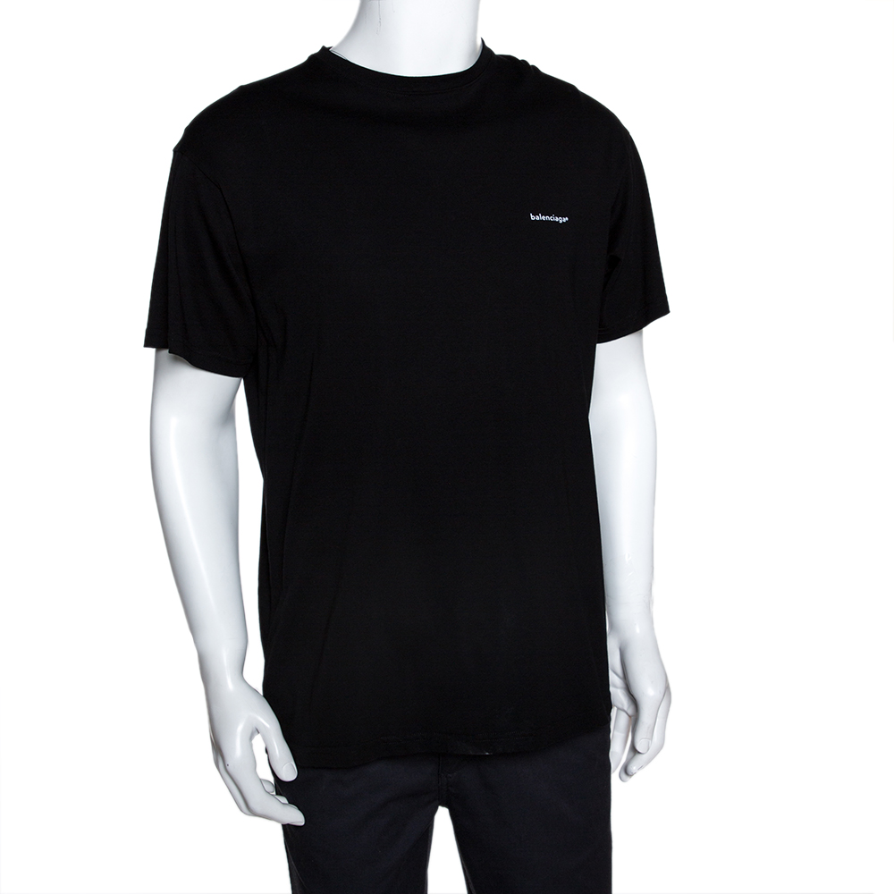 

Balenciaga Black Cotton Lowercase Logo Print T Shirt