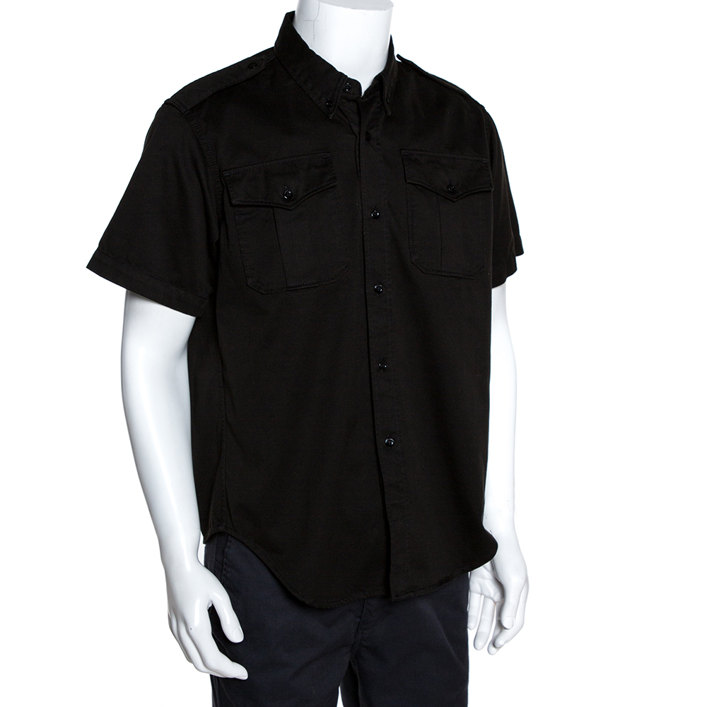 

Balenciaga Black Cotton Short Sleeve Safari Shirt