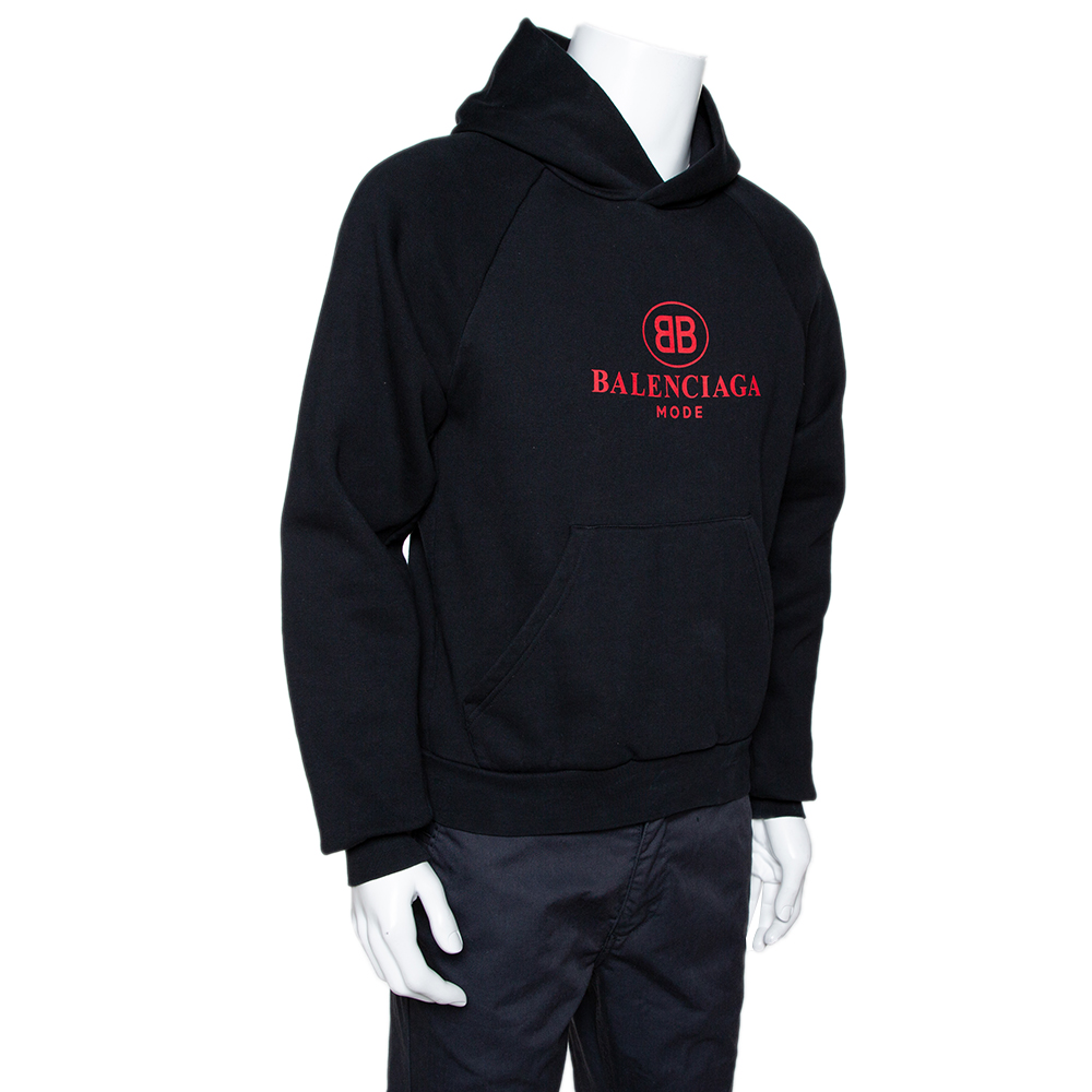 

Balenciaga Black BB Mode Print Cotton Hooded Sweatshirt