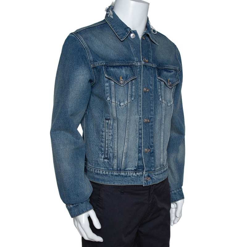 

Balenciaga Blue Logo Embroidered Classic Denim Jacket