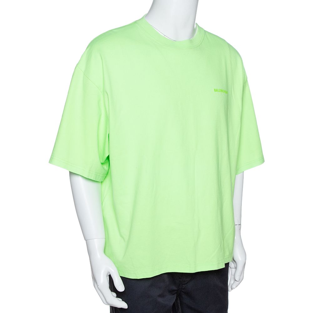 

Balenciaga Neon Green Cotton Archetypes Print Crew Neck T-Shirt