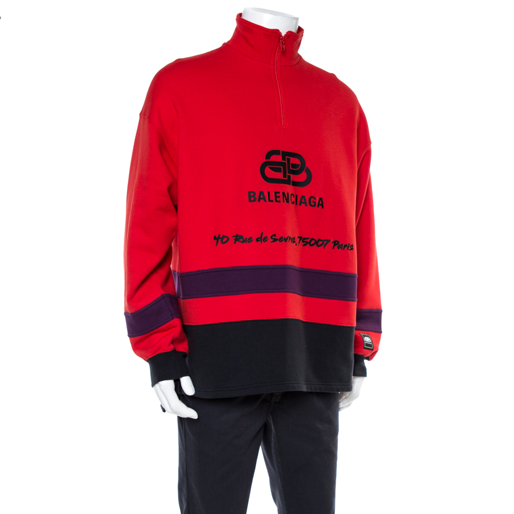

Balenciaga Red Cotton Logo Embroidered Sweatshirt