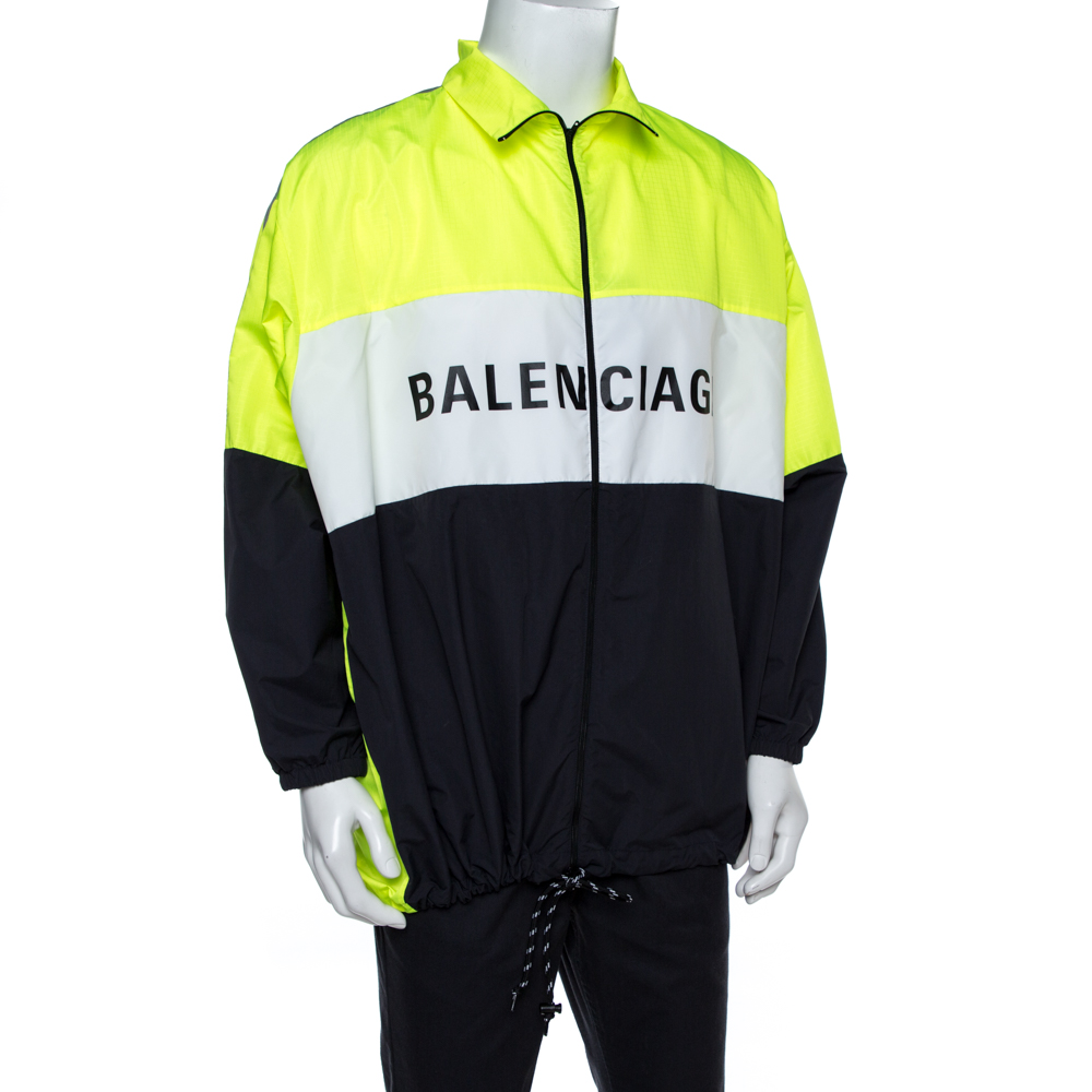 

Balenciaga Neon Yellow Logo Print Track Jacket