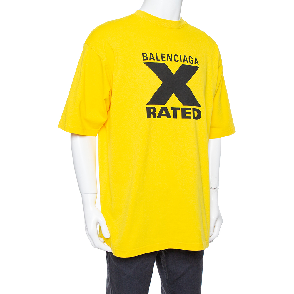 

Balenciaga X Rated Yellow Cotton Printed Jersey T-shirt