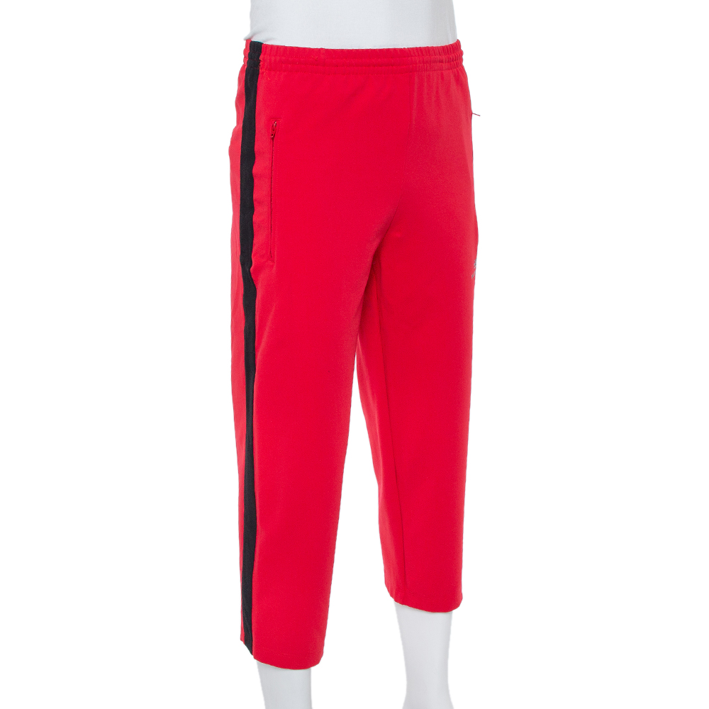 

Balenciaga Red Knit Contrast Trim Detail Cropped Tracking Pants