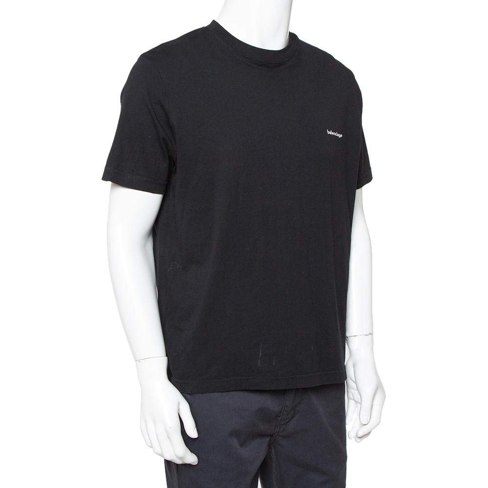 

Balenciaga Black Cotton Lowercase Logo Print T Shirt
