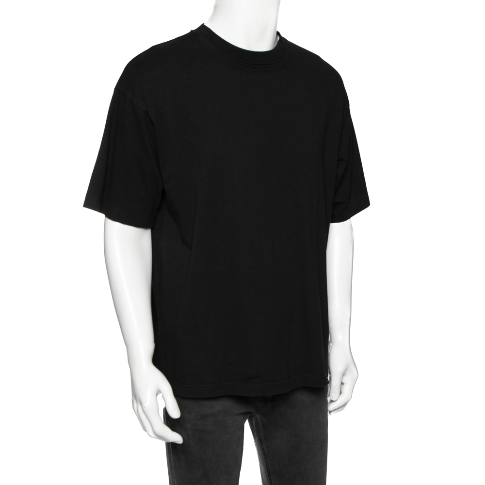 Balenciaga Black Cotton I Love Techno Crew Neck T-Shirt M  - buy with discount